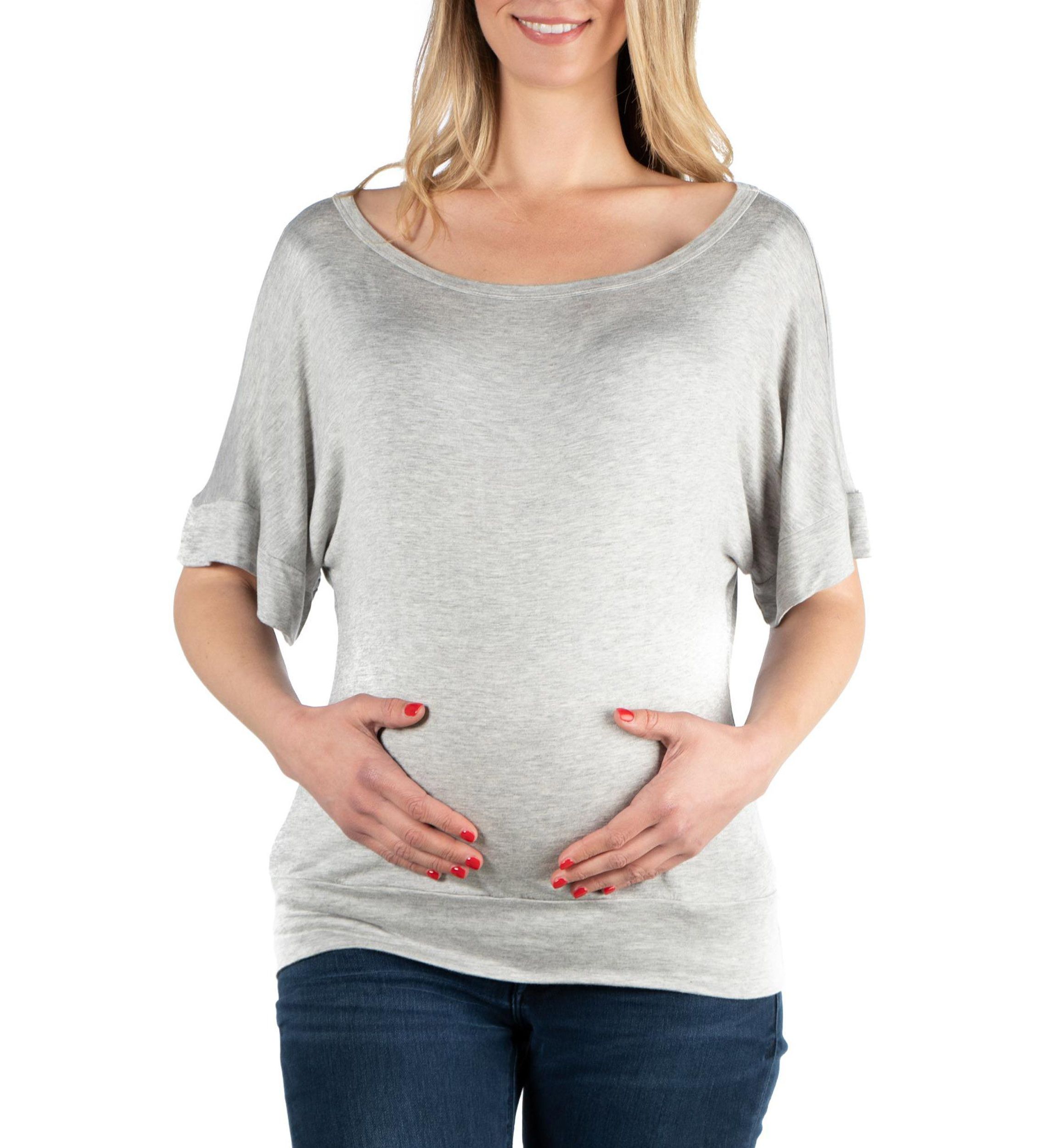 Loose Fit Dolman Maternity Top with Wide Sleeves
