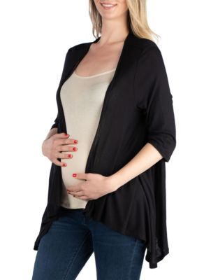 Elbow Length Sleeve Maternity Open Cardigan