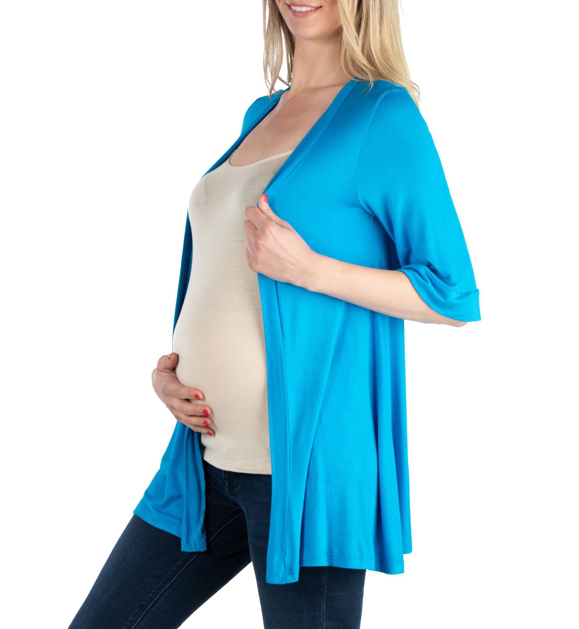 Open Front Elbow Length Sleeve Maternity Cardigan