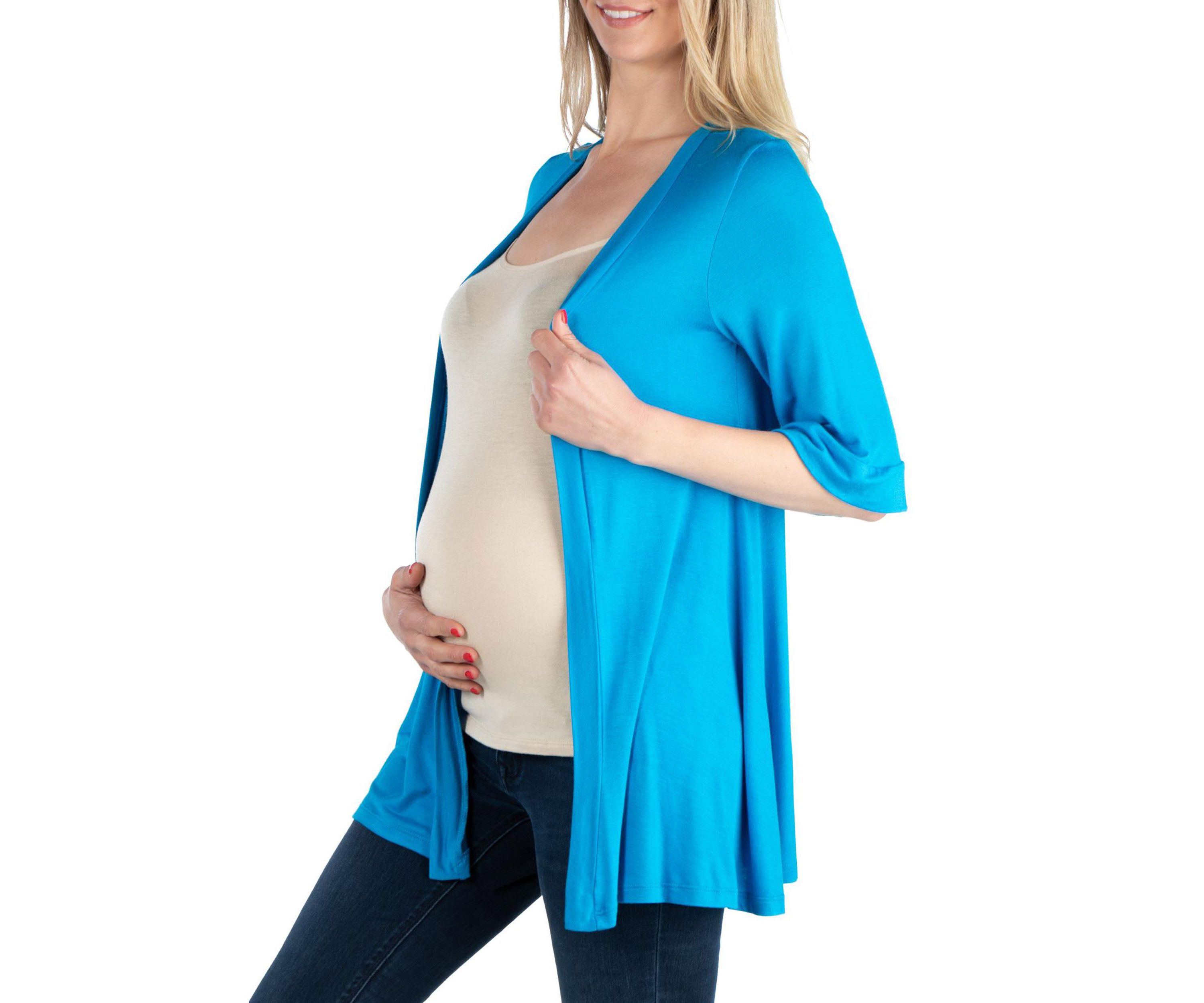 Open Front Elbow Length Sleeve Maternity Cardigan