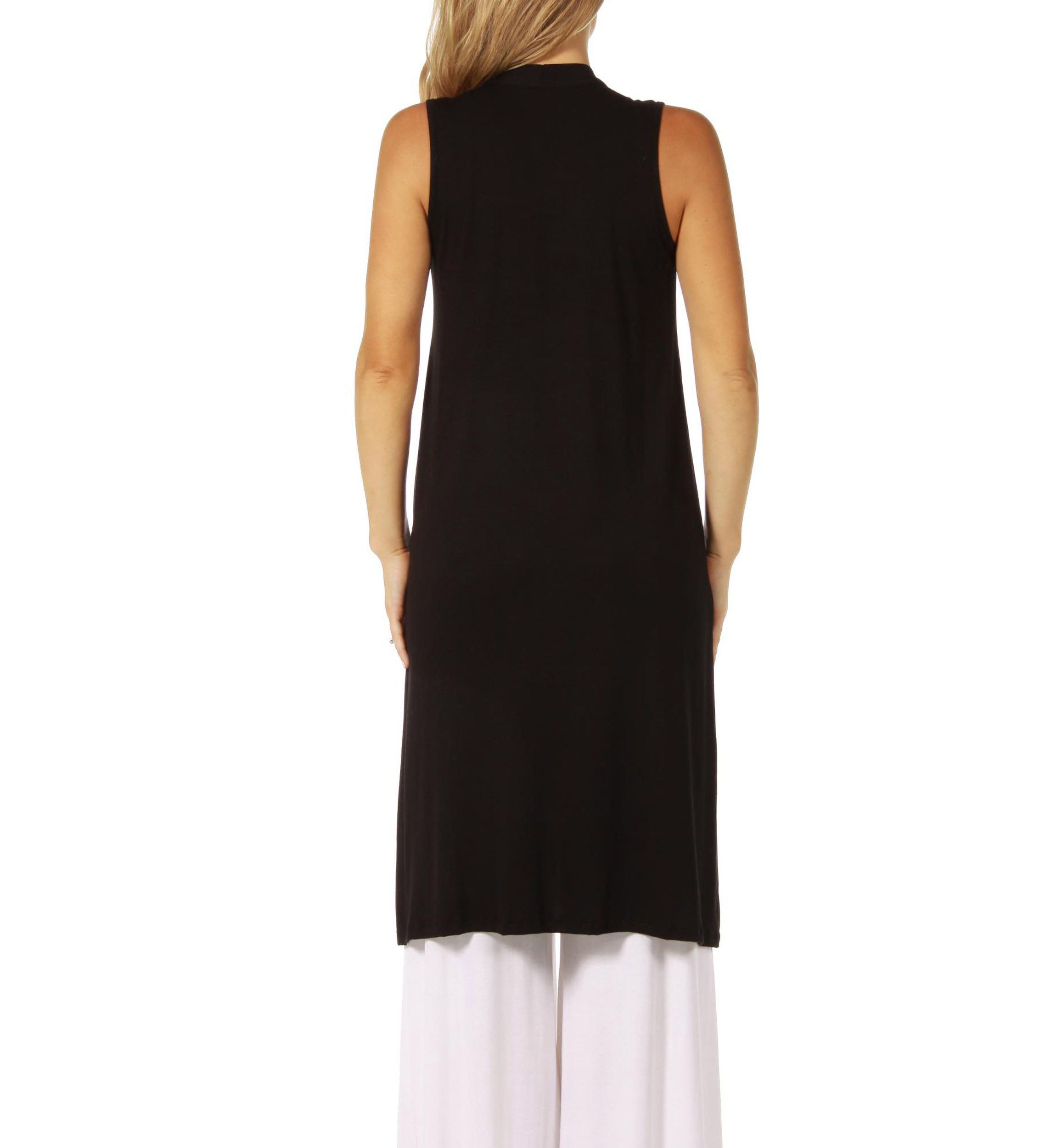 Sleeveless Long Maternity Cardigan with Side Slit