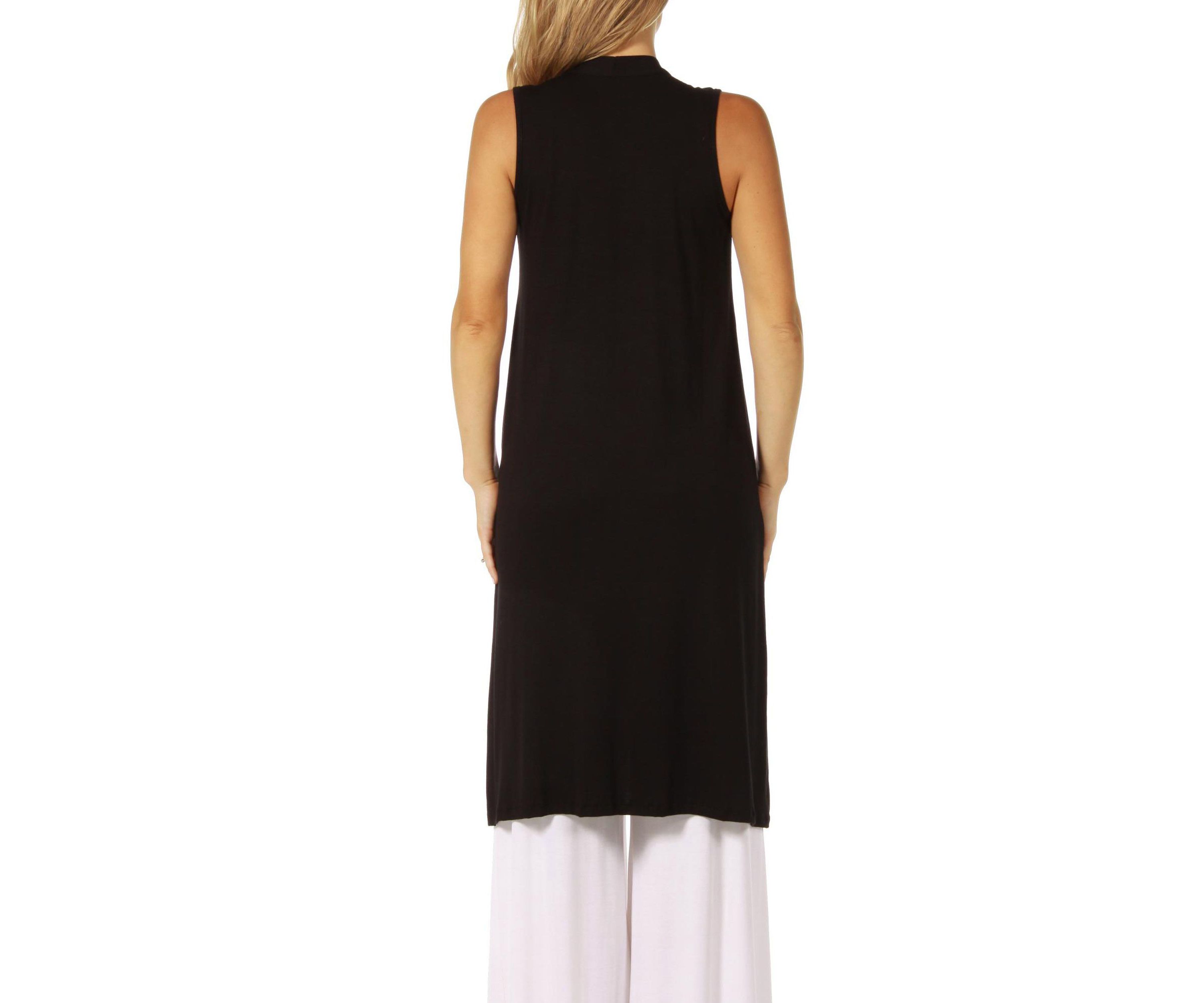 Sleeveless Long Maternity Cardigan with Side Slit