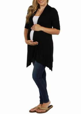 Loose Fit Open Front Maternity Cardigan with Half Sleeve