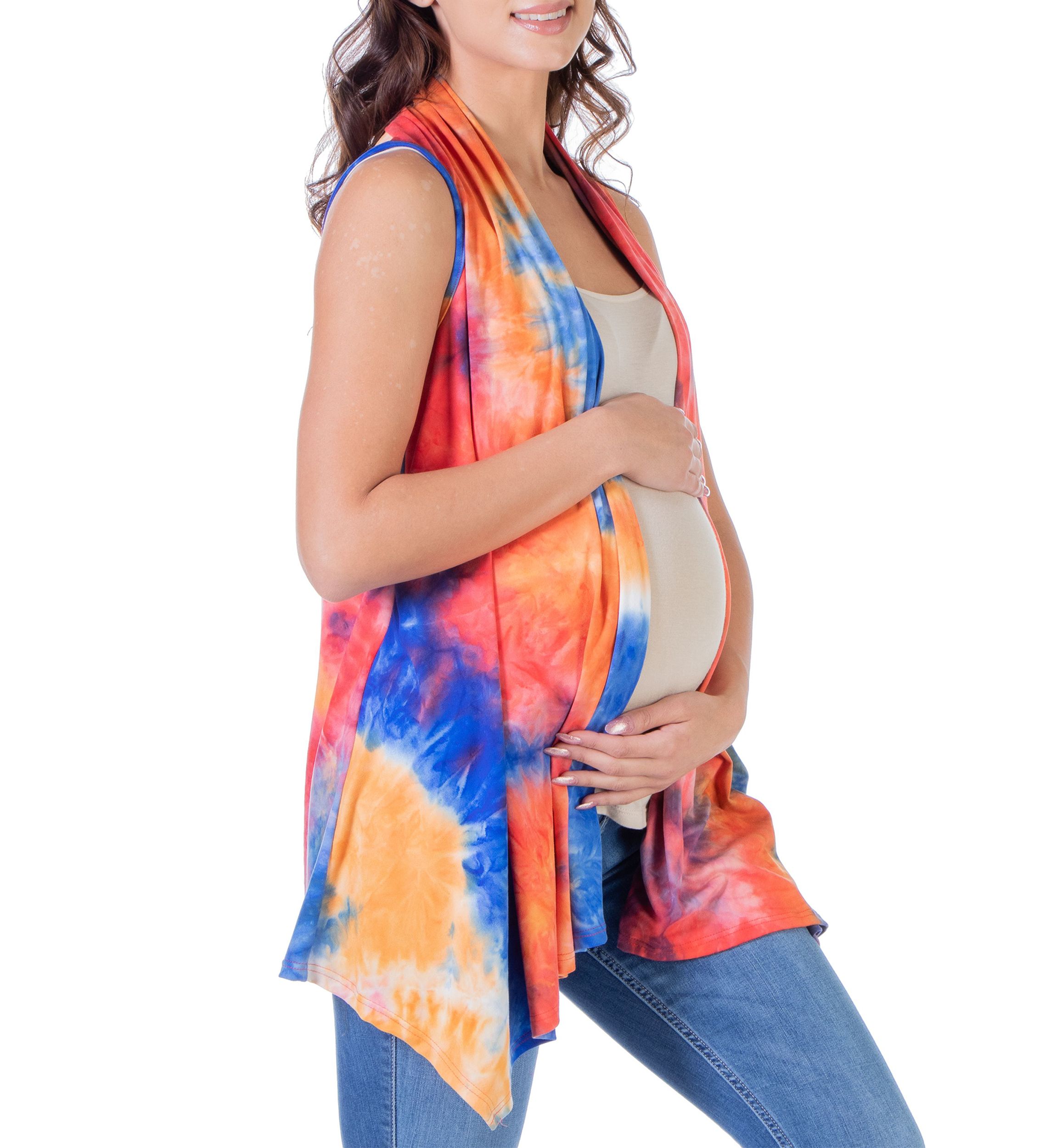 Orange Tie Dye Maternity Open Front Shrug Vest