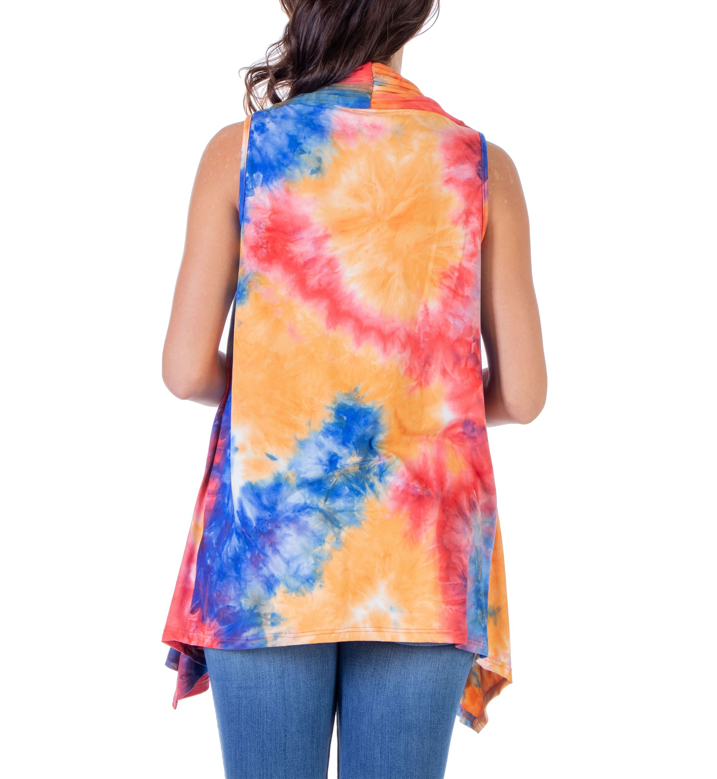 Orange Tie Dye Maternity Open Front Shrug Vest