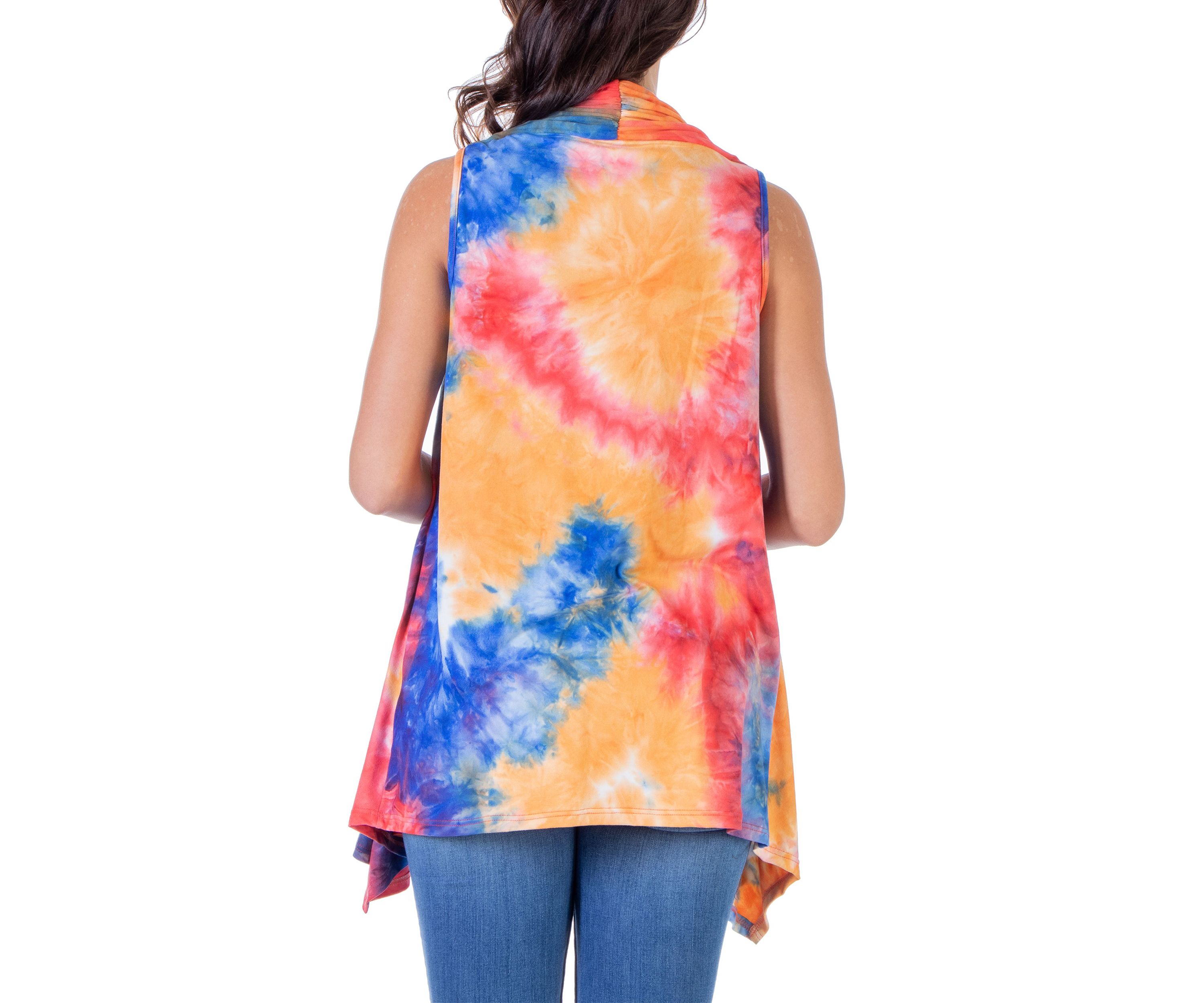Orange Tie Dye Maternity Open Front Shrug Vest