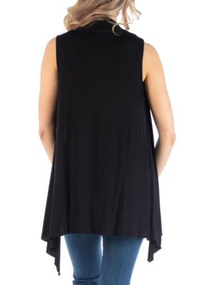 Draped Maternity Open Front Sleeveless Cardigan