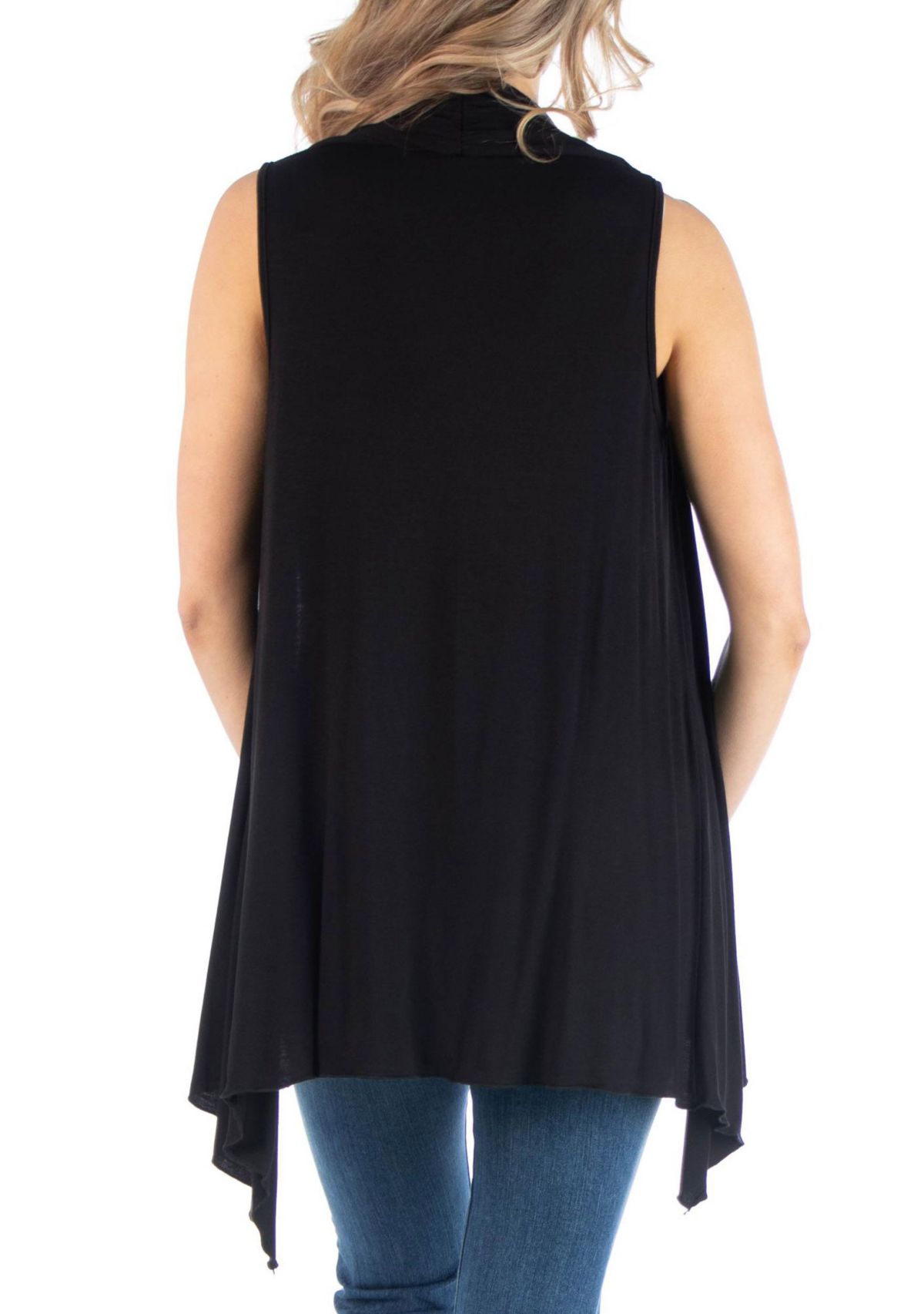 Draped Maternity Open Front Sleeveless Cardigan