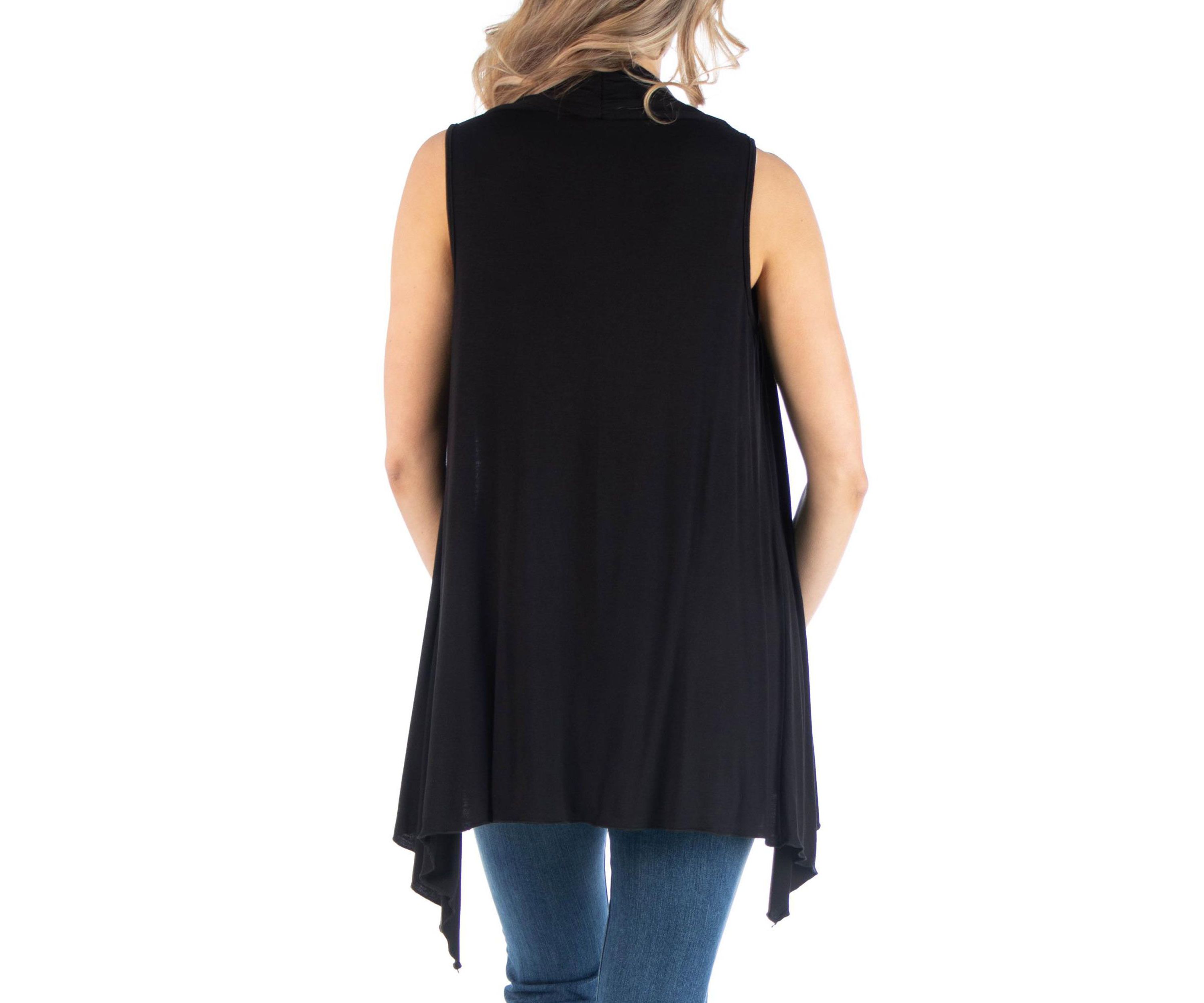 Draped Maternity Open Front Sleeveless Cardigan