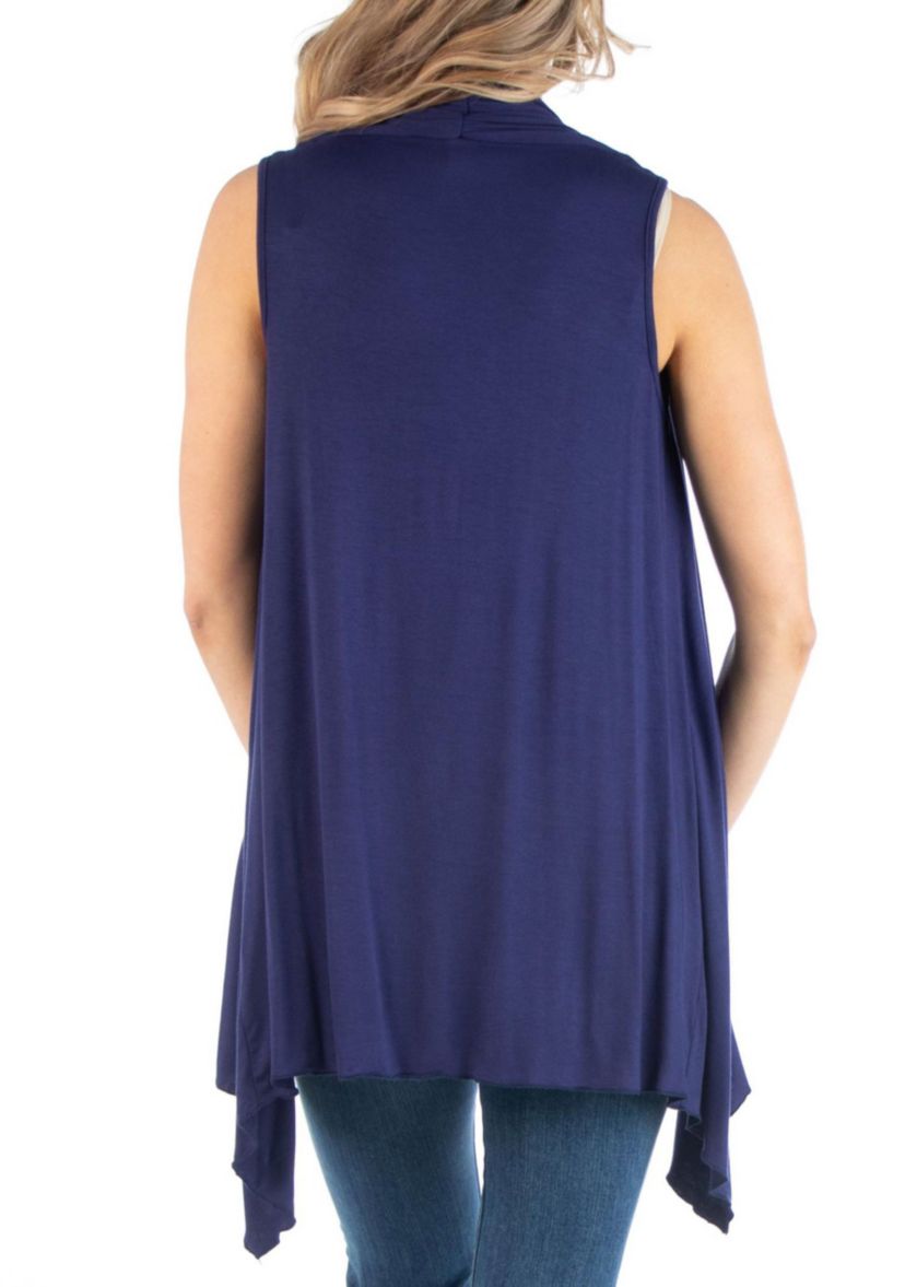 Draped Maternity Open Front Sleeveless Cardigan