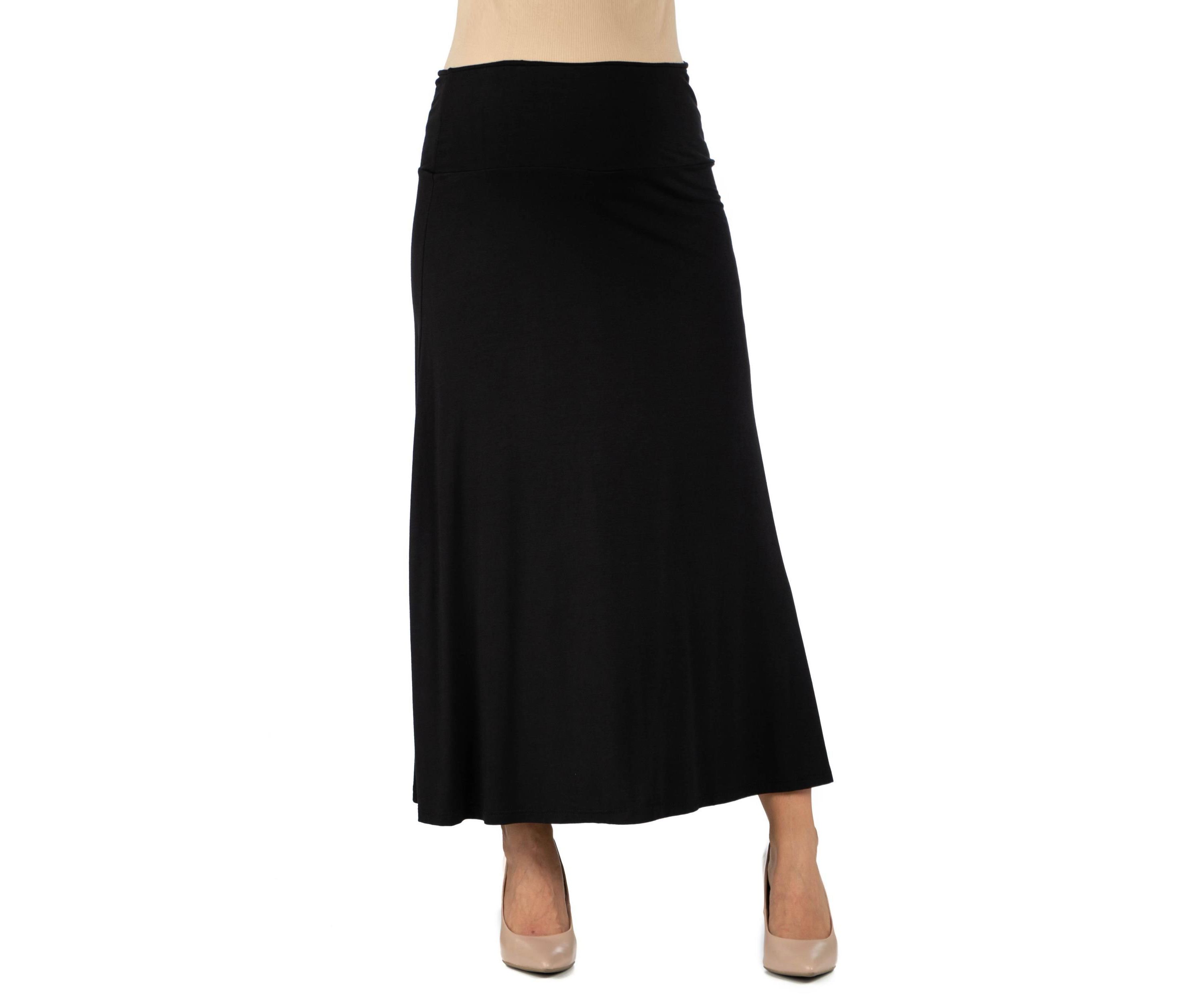 Womens Elastic Waist Solid Color Maternity Maxi Skirt