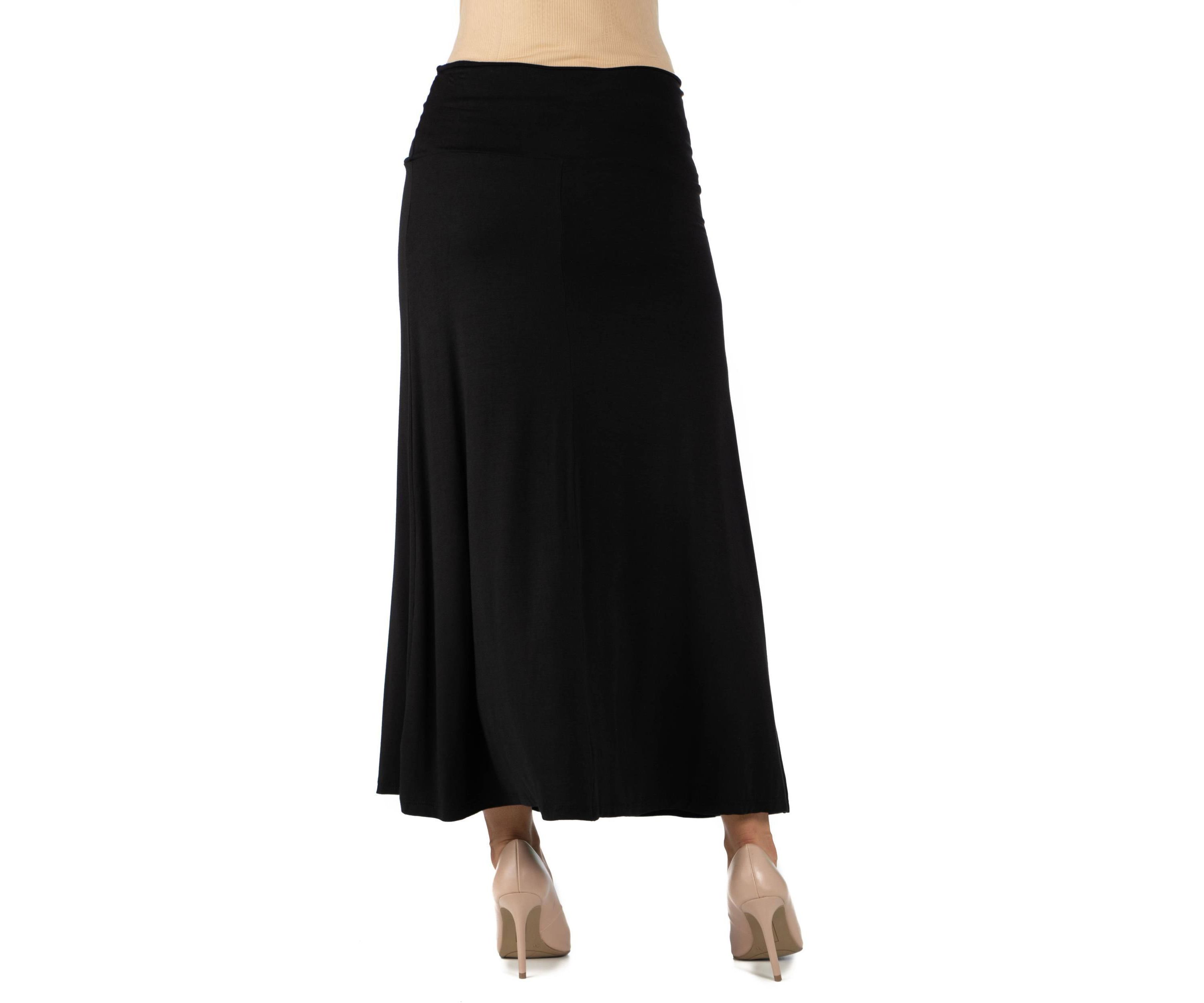 Womens Elastic Waist Solid Color Maternity Maxi Skirt