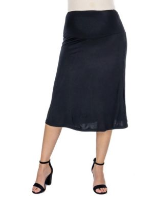 24seven Comfort Apparel Women's A Line Elastic Waist Knee Length Maternity Skirt