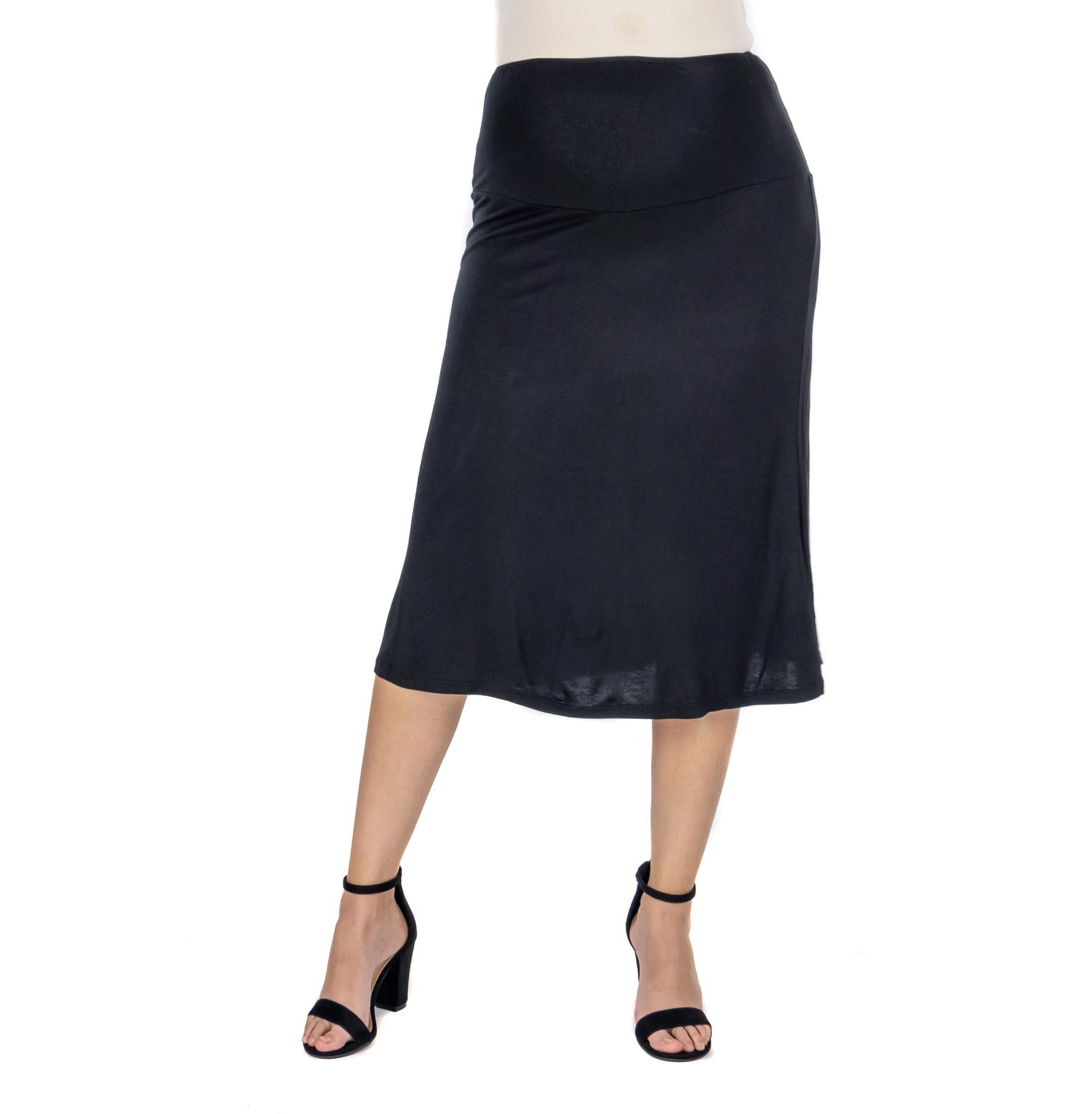 A Line Elastic Waist Knee Length Maternity Skirt