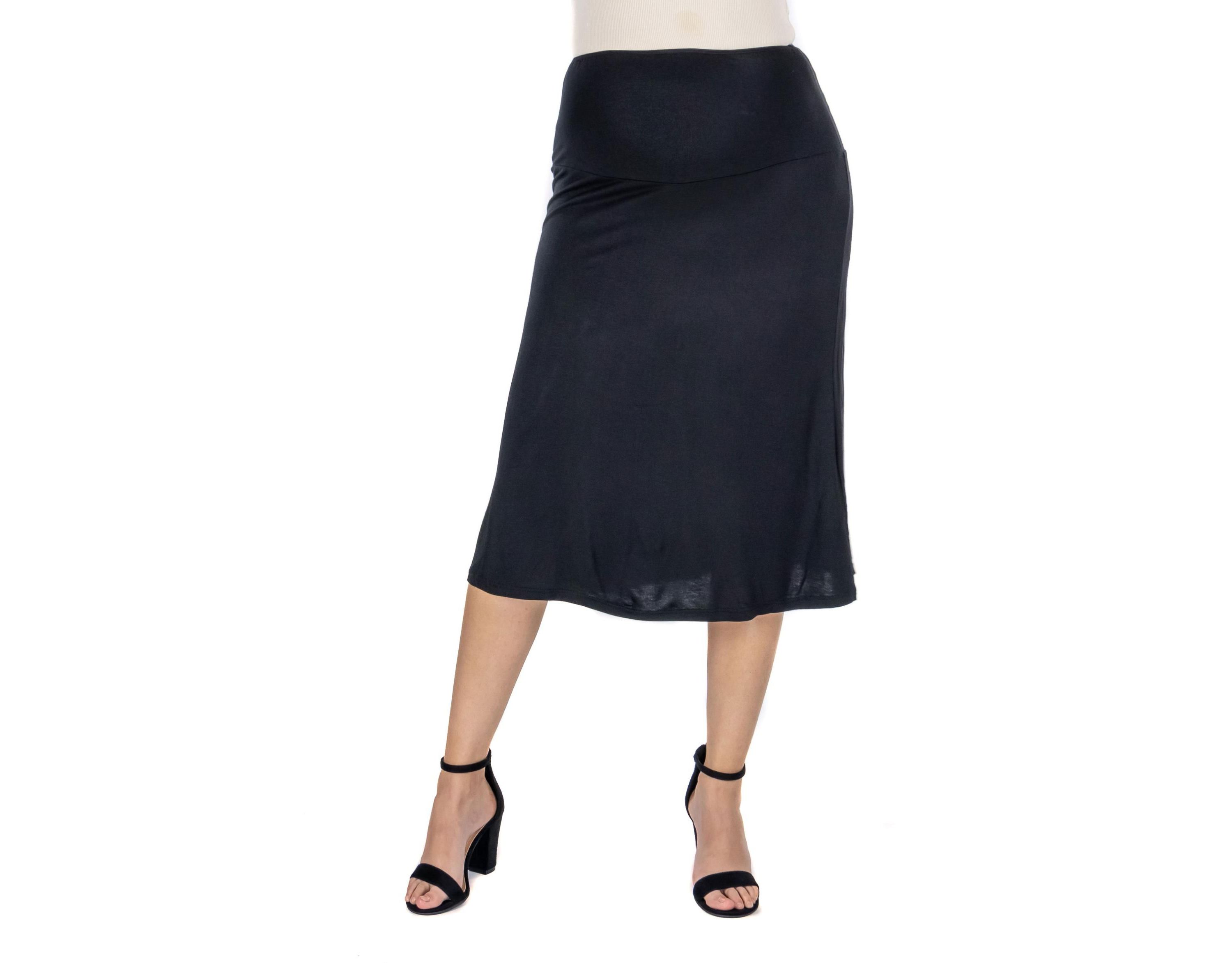 A Line Elastic Waist Knee Length Maternity Skirt