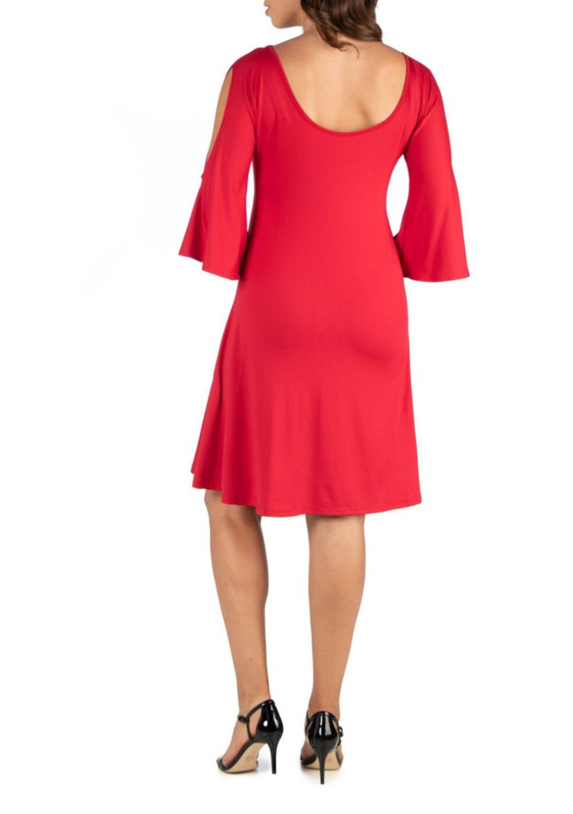 Maternity Knee Length Cold Shoulder Dress