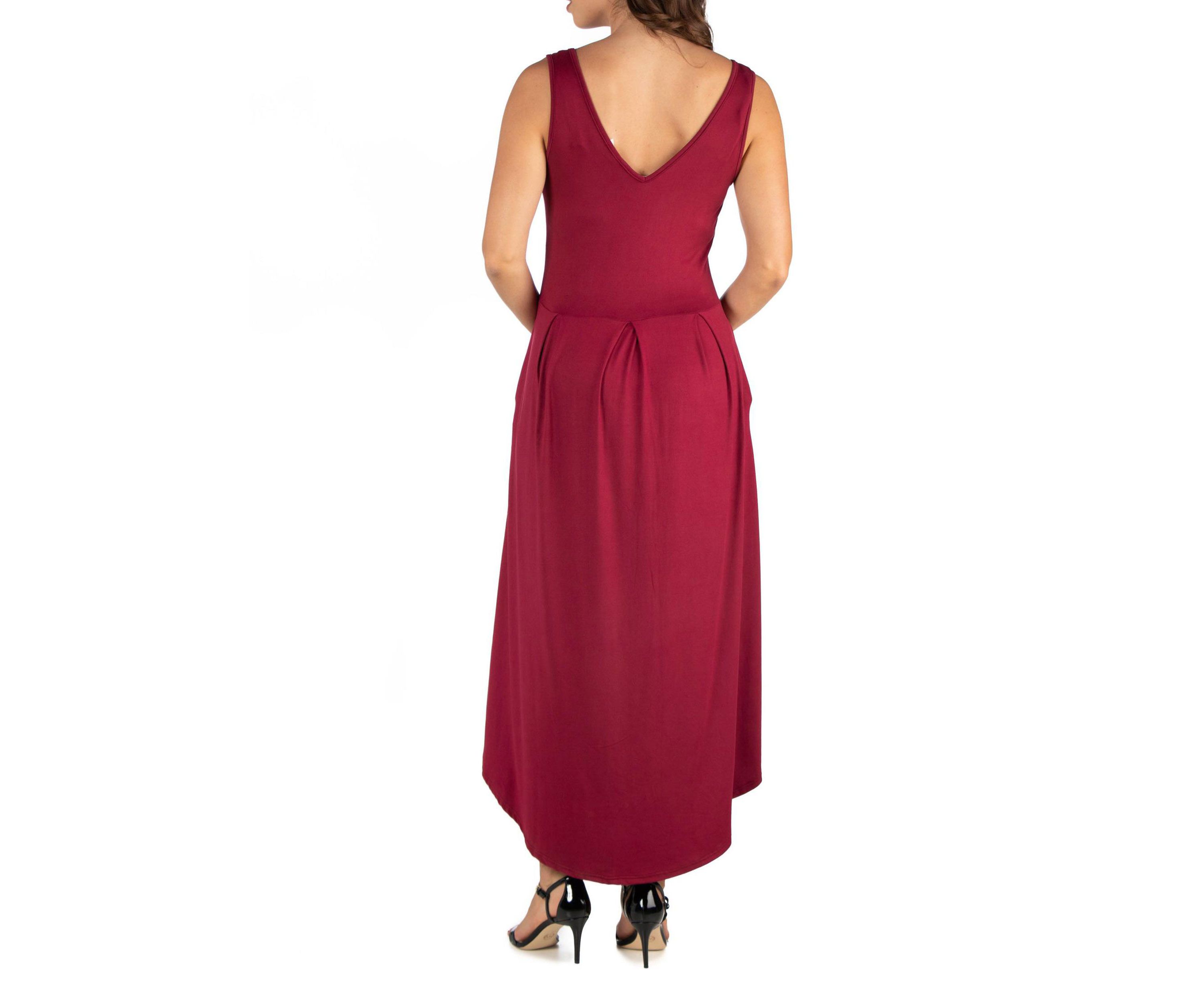 Sleeveless Fit N Flare High Low Maternity Dress