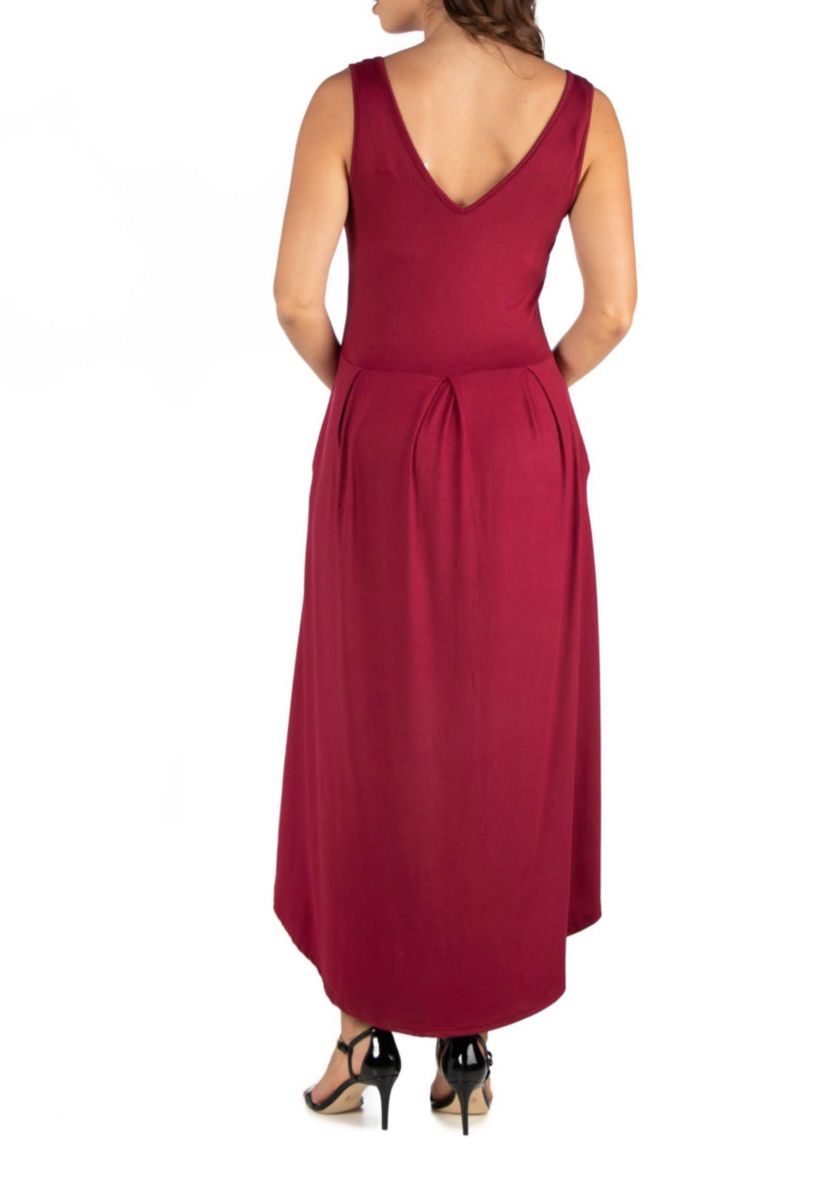 Sleeveless Fit N Flare High Low Maternity Dress