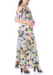 Maternity Floral Cold Shoulder Flowy Casual Maxi Dress