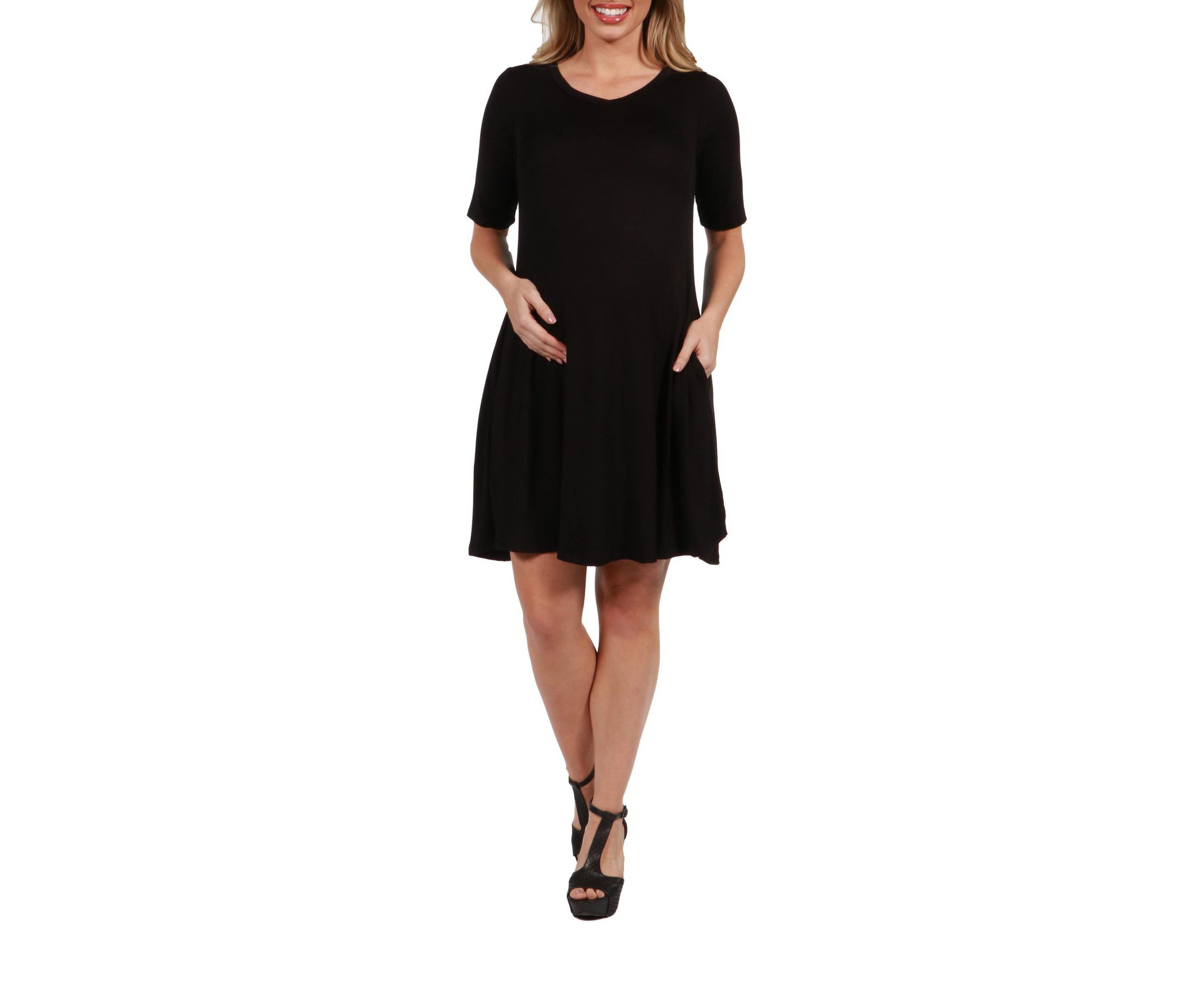Soft Flare T Shirt Maternity Dress with Pocket Detail