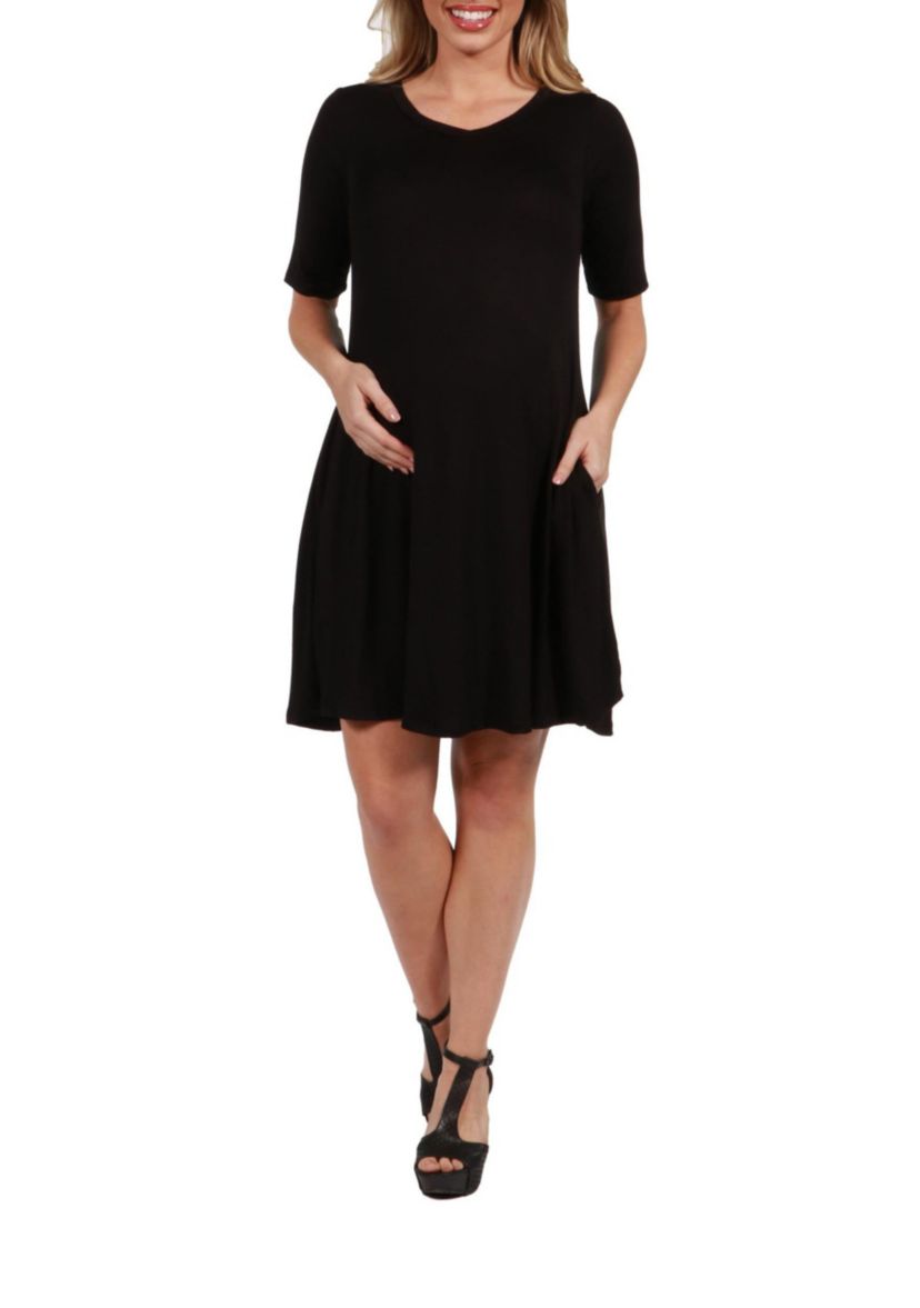 Soft Flare T Shirt Maternity Dress with Pocket Detail