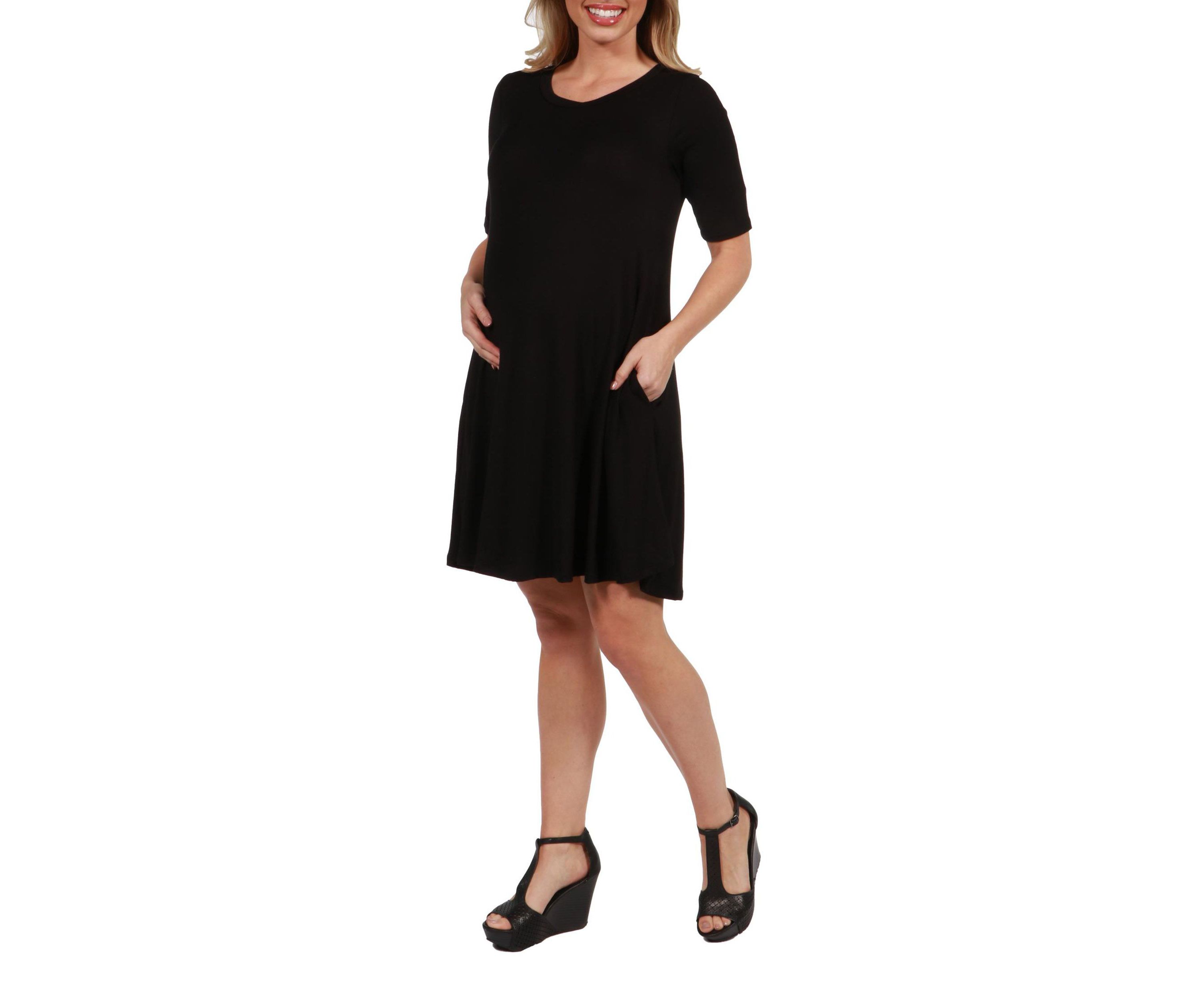 Soft Flare T Shirt Maternity Dress with Pocket Detail