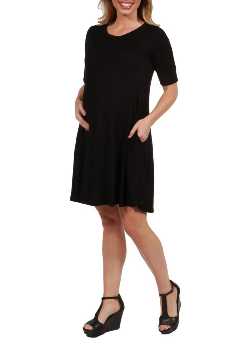 Soft Flare T Shirt Maternity Dress with Pocket Detail
