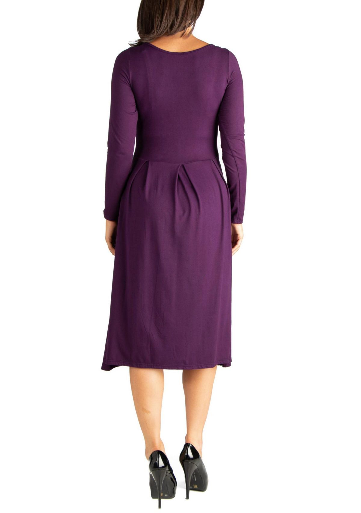 Midi Length Fit N Flare Pocket Maternity Dress