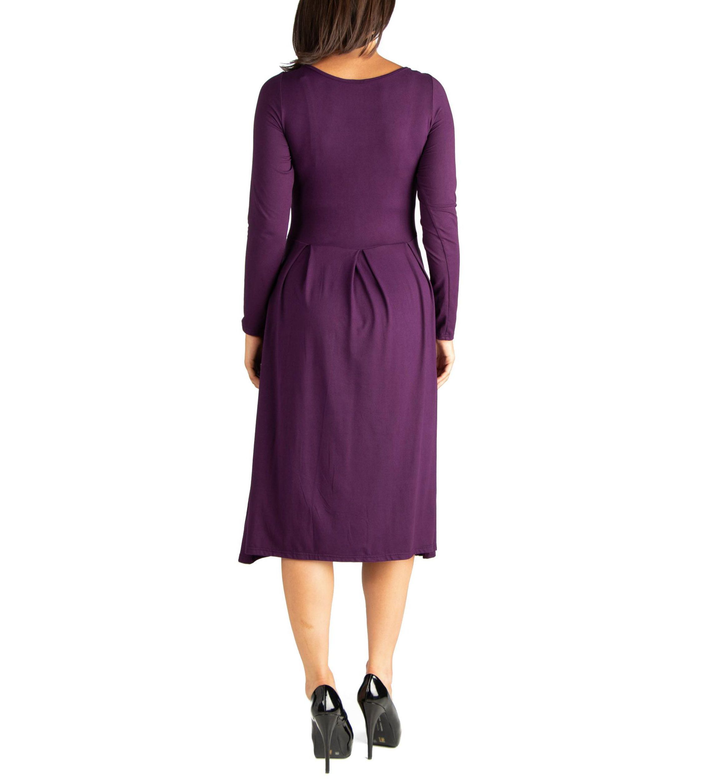 Midi Length Fit N Flare Pocket Maternity Dress