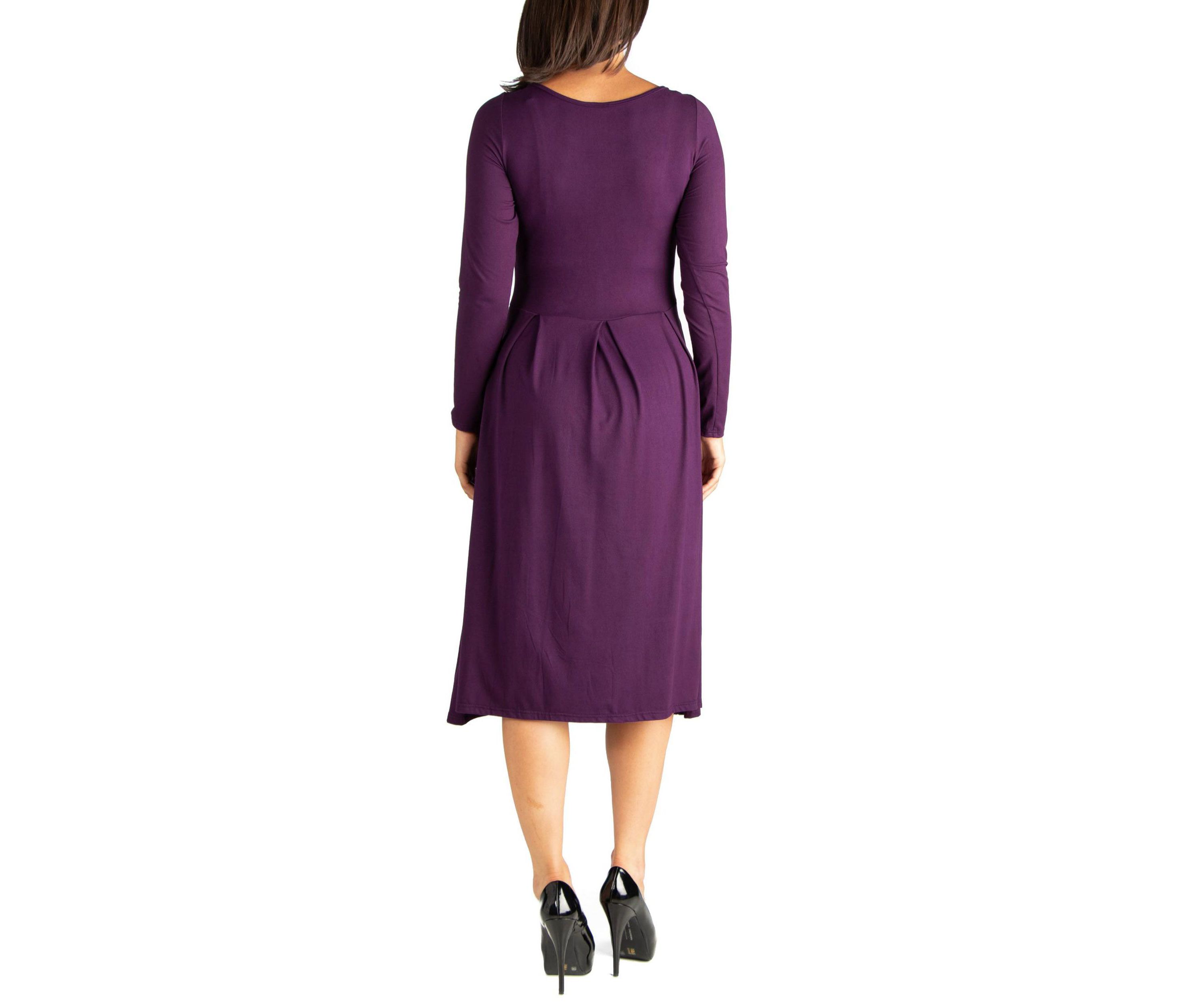 Midi Length Fit N Flare Pocket Maternity Dress