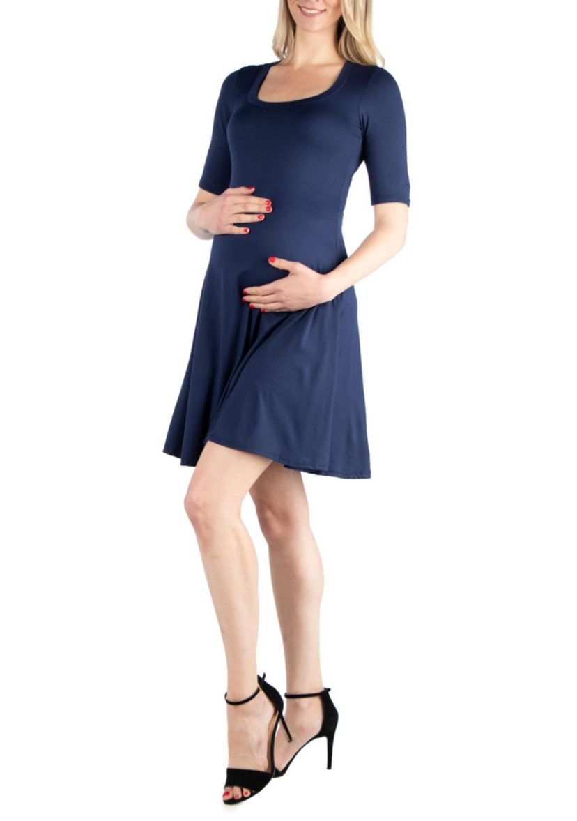 Knee Length A Line Elbow Sleeve Maternity Dress