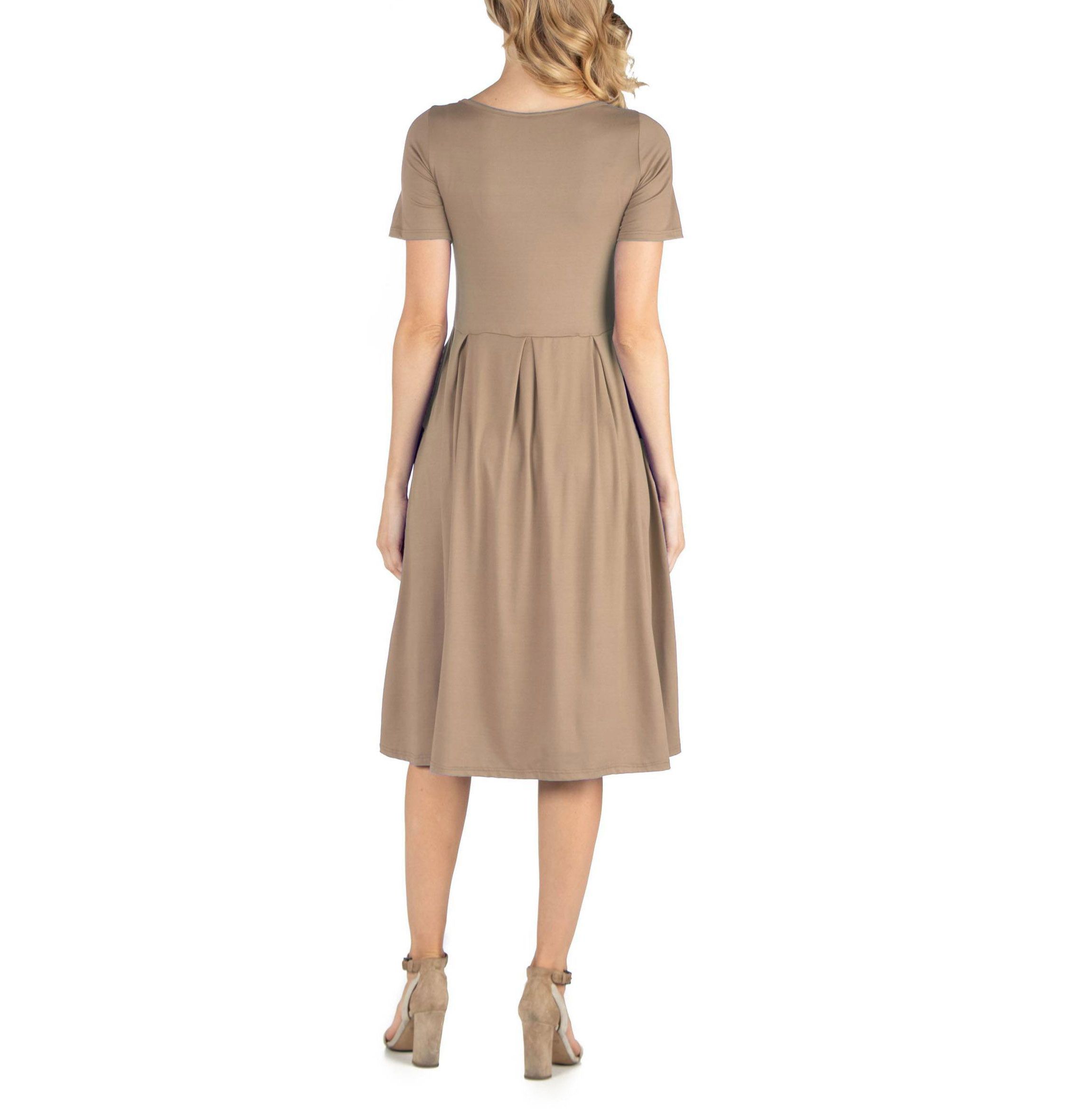 Maternity Midi Dress with Short Sleeve and Pocket Detail
