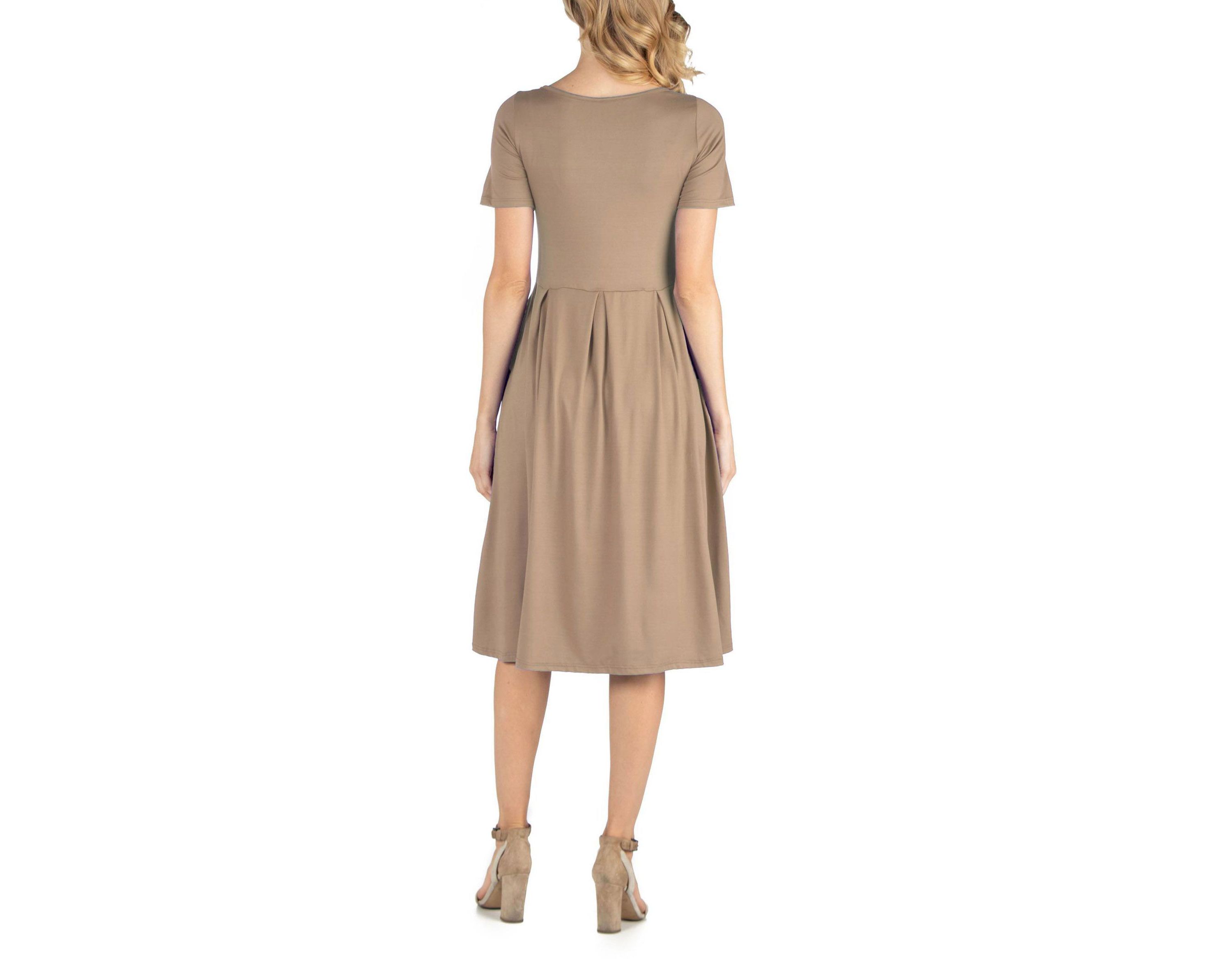 Maternity Midi Dress with Short Sleeve and Pocket Detail