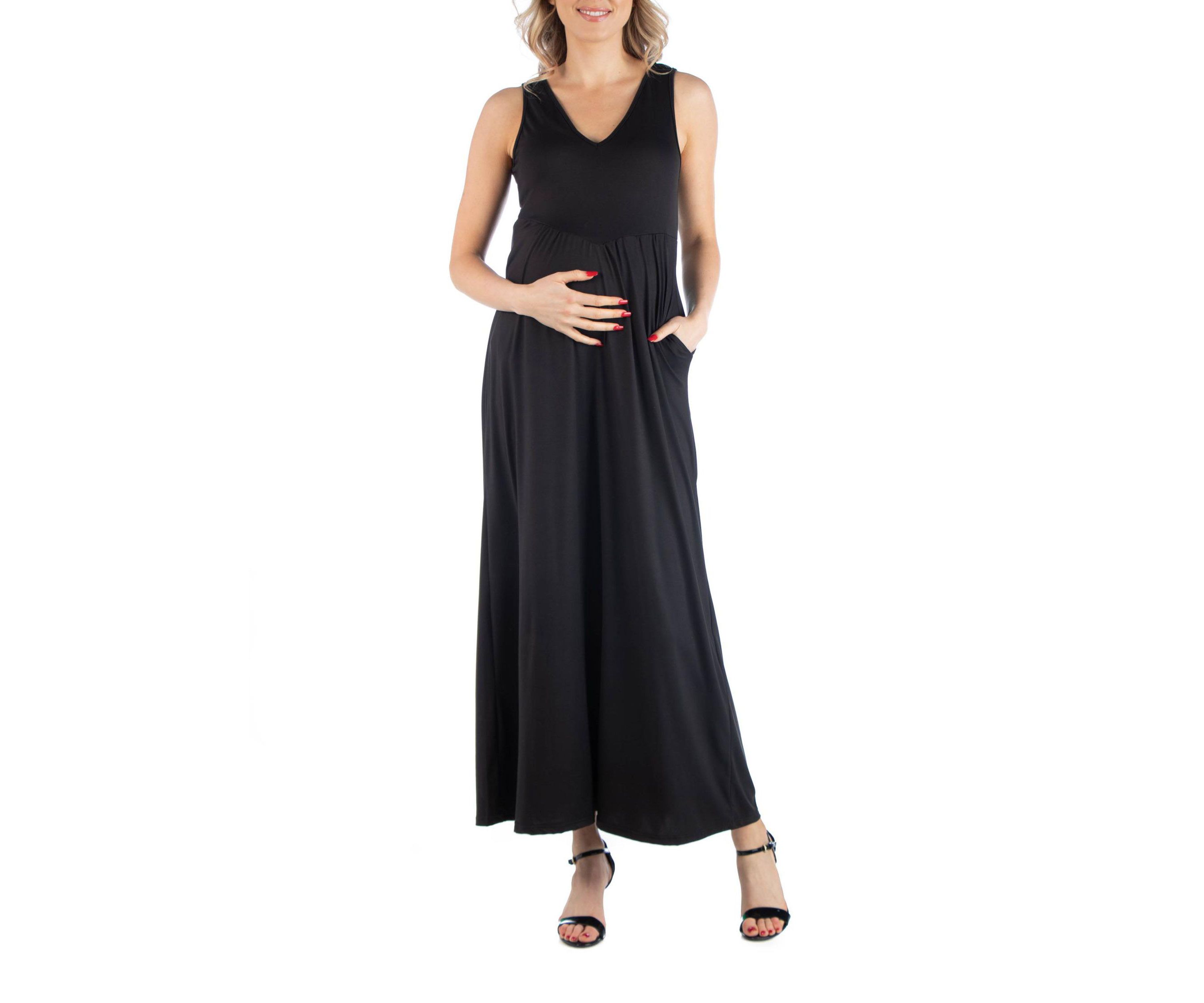 Maxi Maternity Sleeveless Dress with Pockets