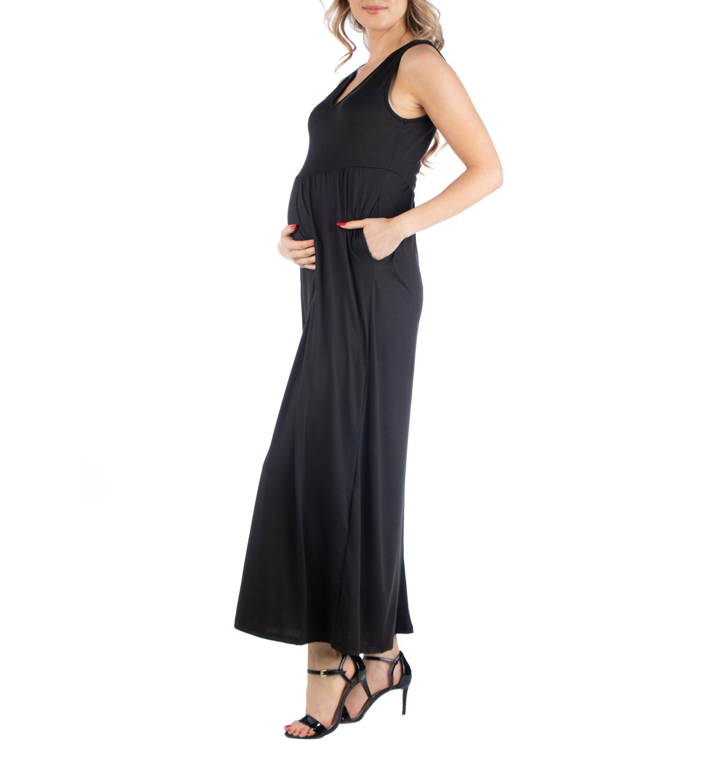 Maxi Maternity Sleeveless Dress with Pockets