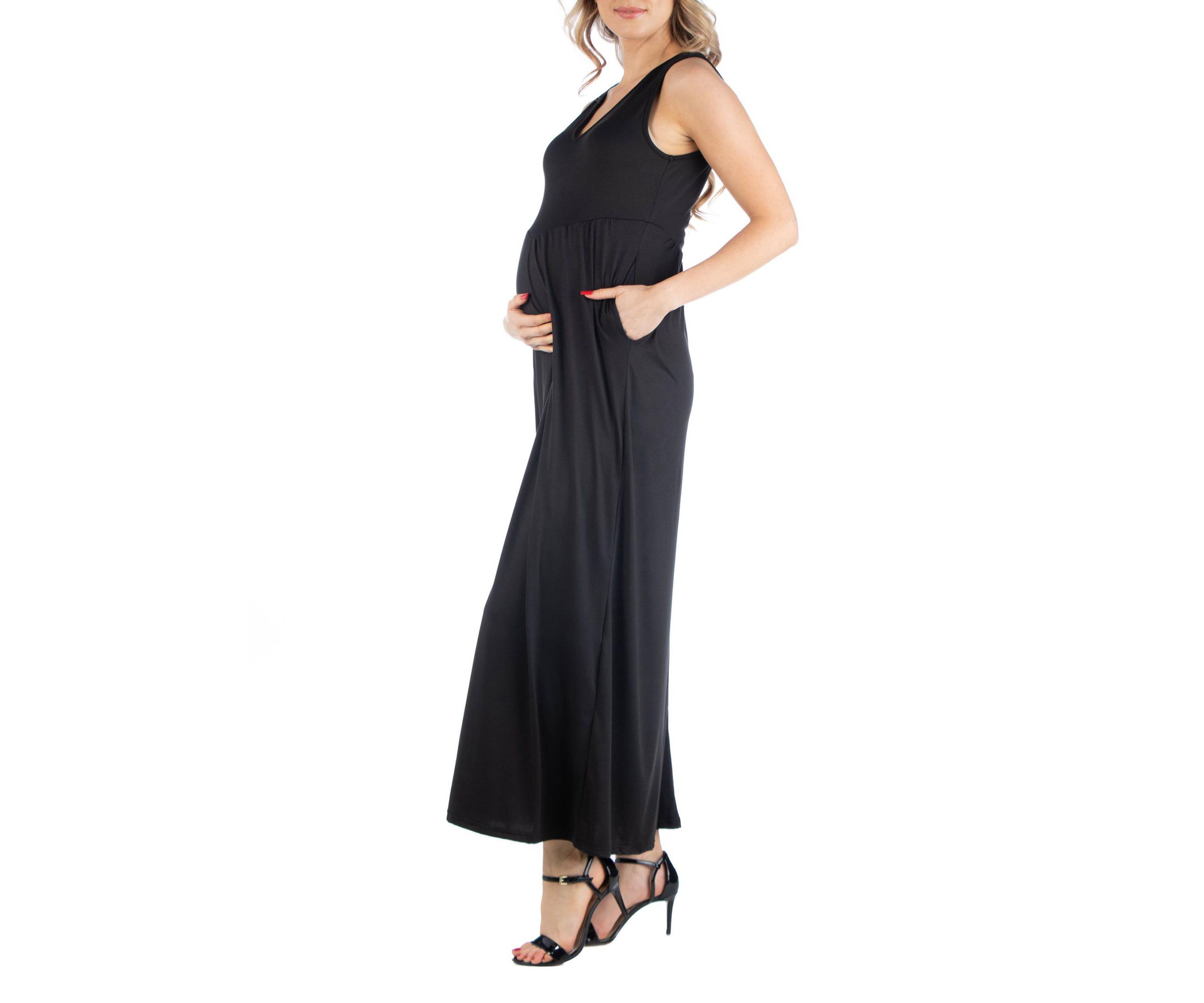 Maxi Maternity Sleeveless Dress with Pockets