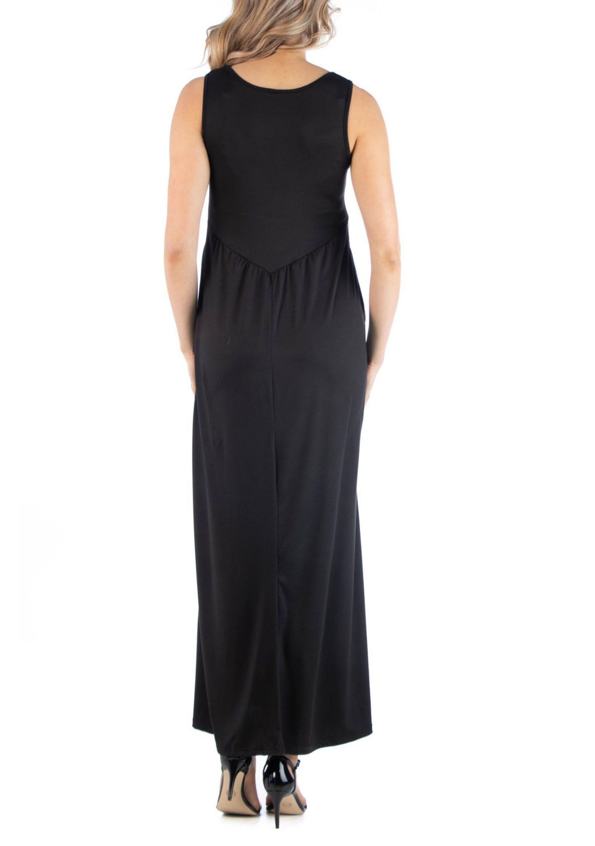 Maxi Maternity Sleeveless Dress with Pockets