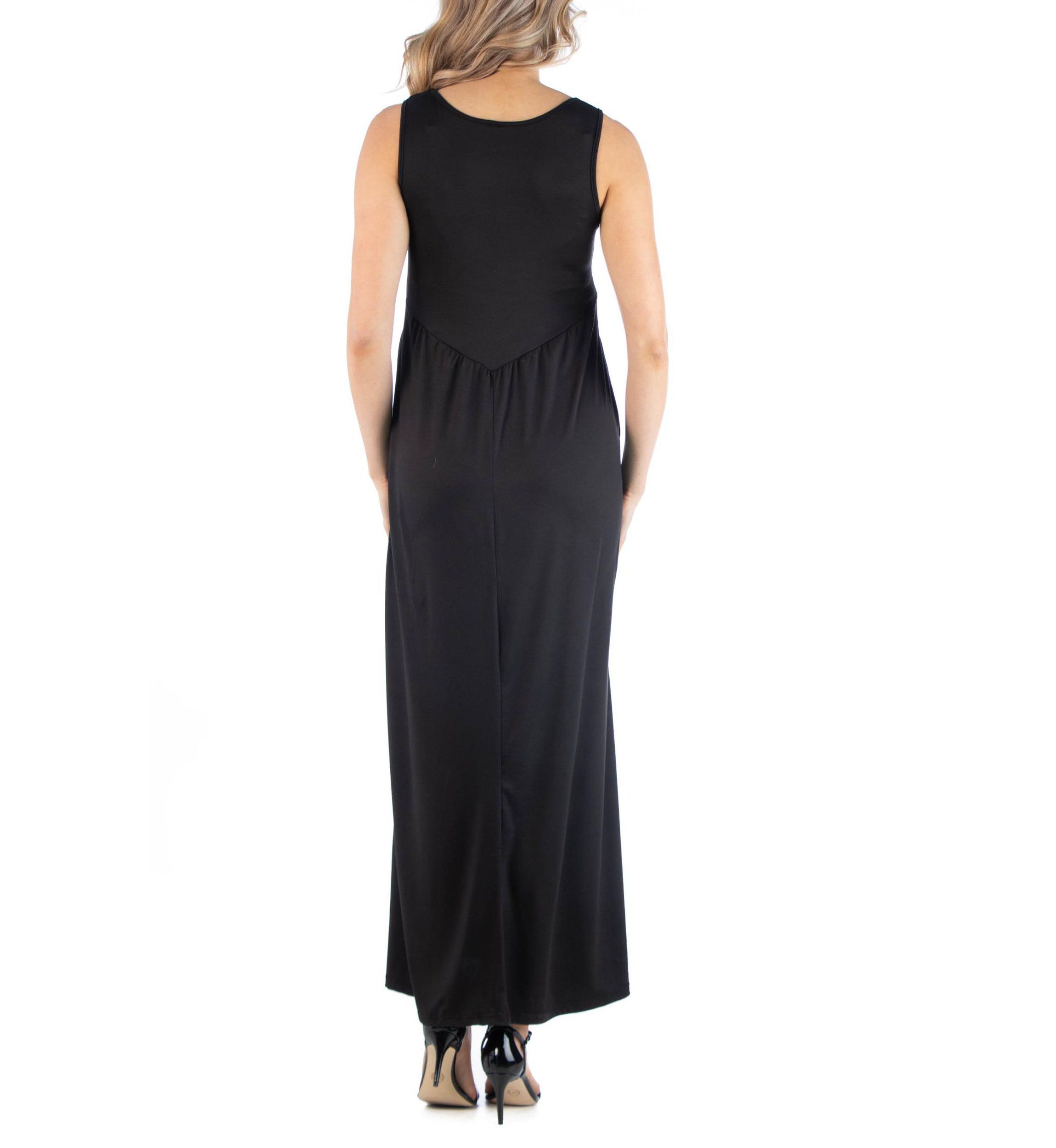 Maxi Maternity Sleeveless Dress with Pockets