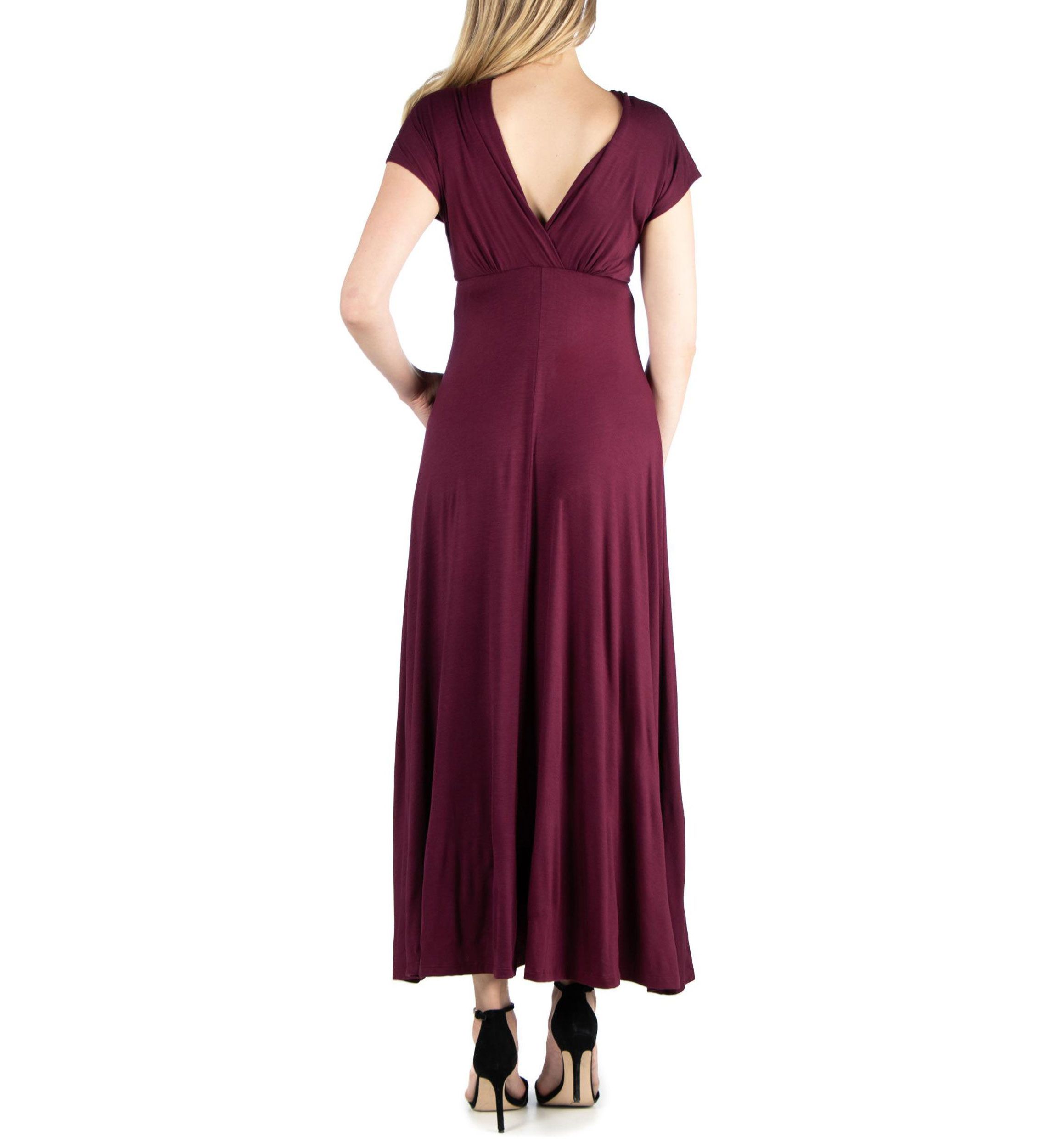 Cap Sleeve V Neck Maternity Maxi Dress