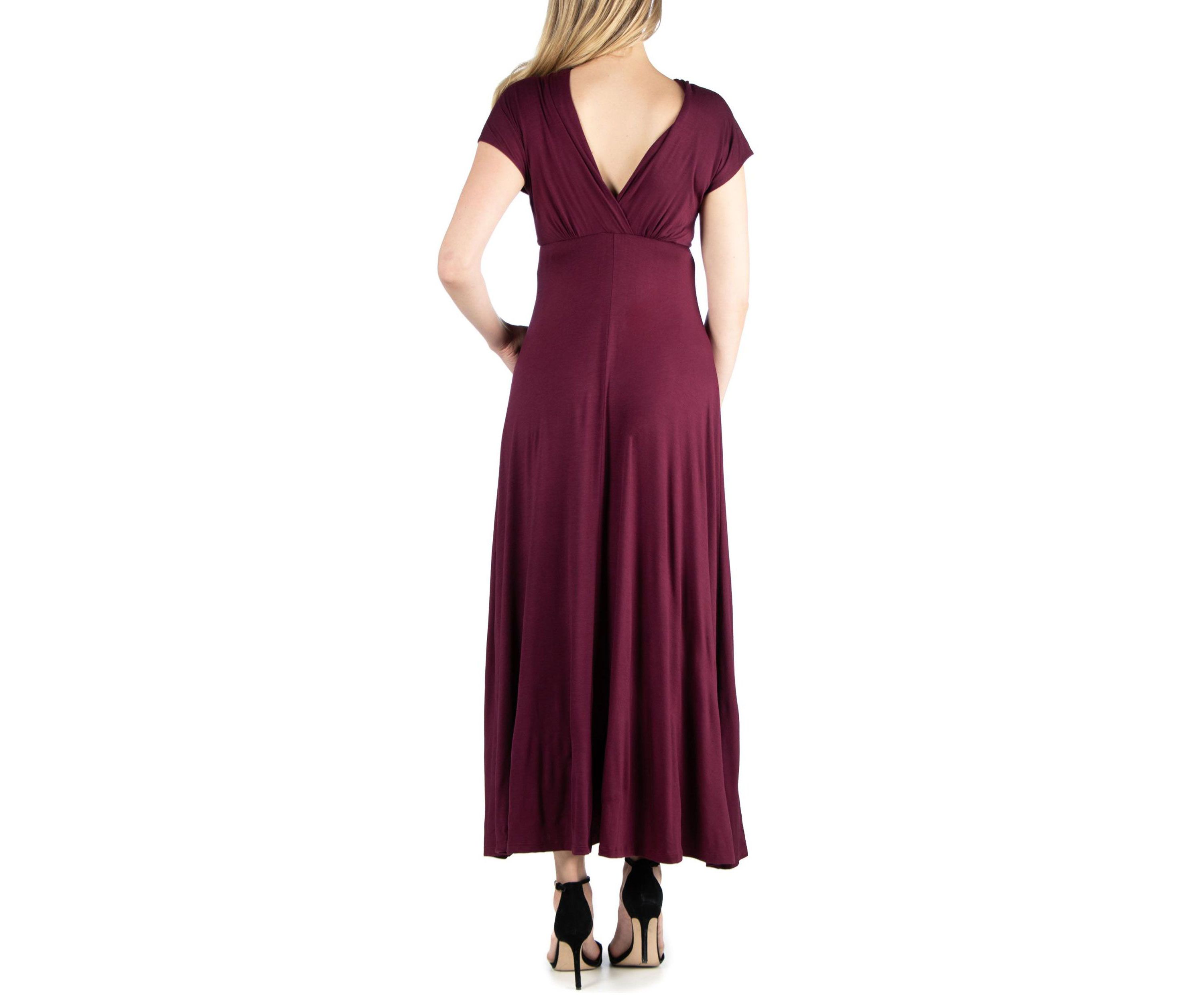 Cap Sleeve V Neck Maternity Maxi Dress
