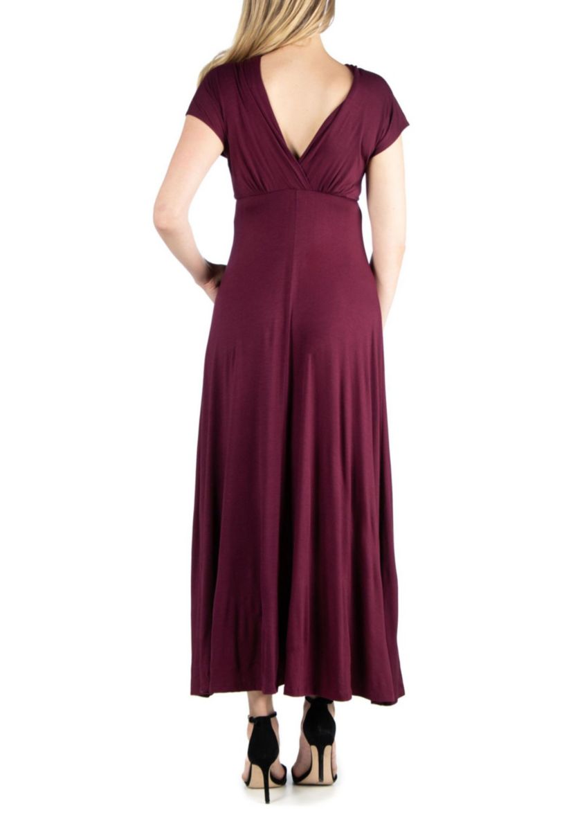 Cap Sleeve V Neck Maternity Maxi Dress