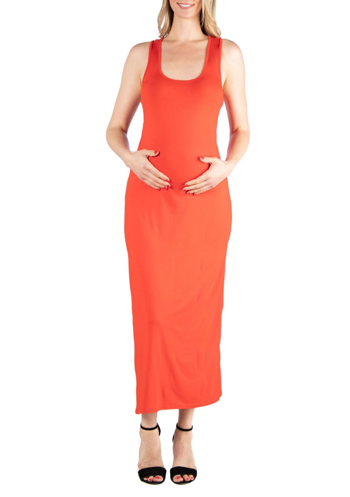 Scoop Neck Maternity Maxi Dress with Racerback Detail