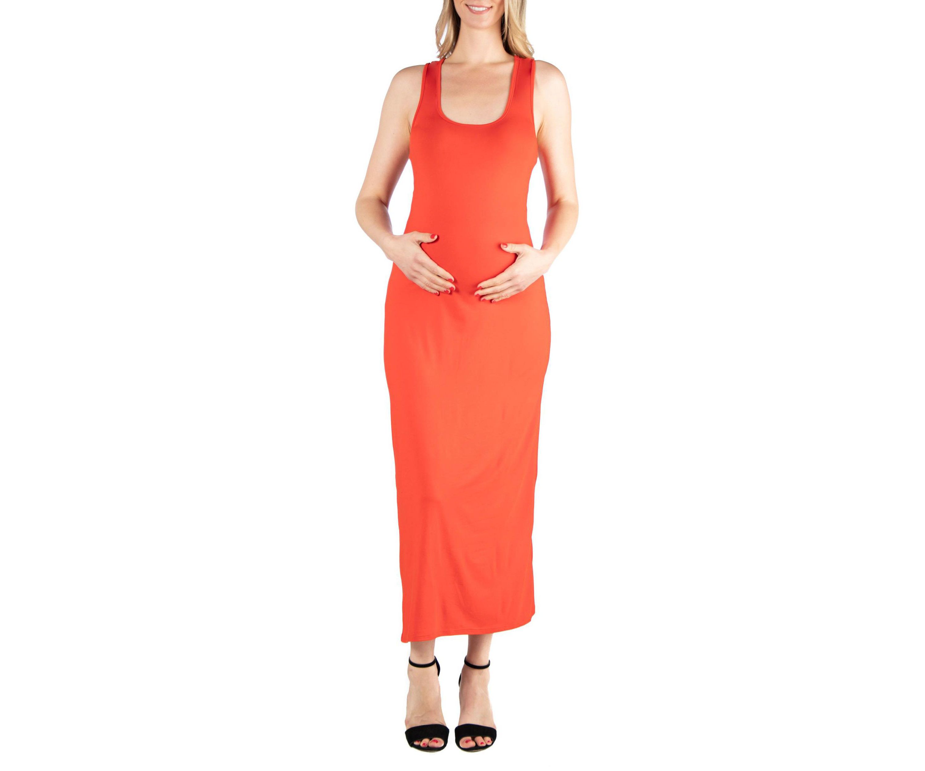 Scoop Neck Maternity Maxi Dress with Racerback Detail