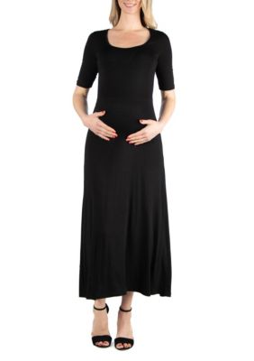 Casual Maternity Maxi Dress With Sleeves