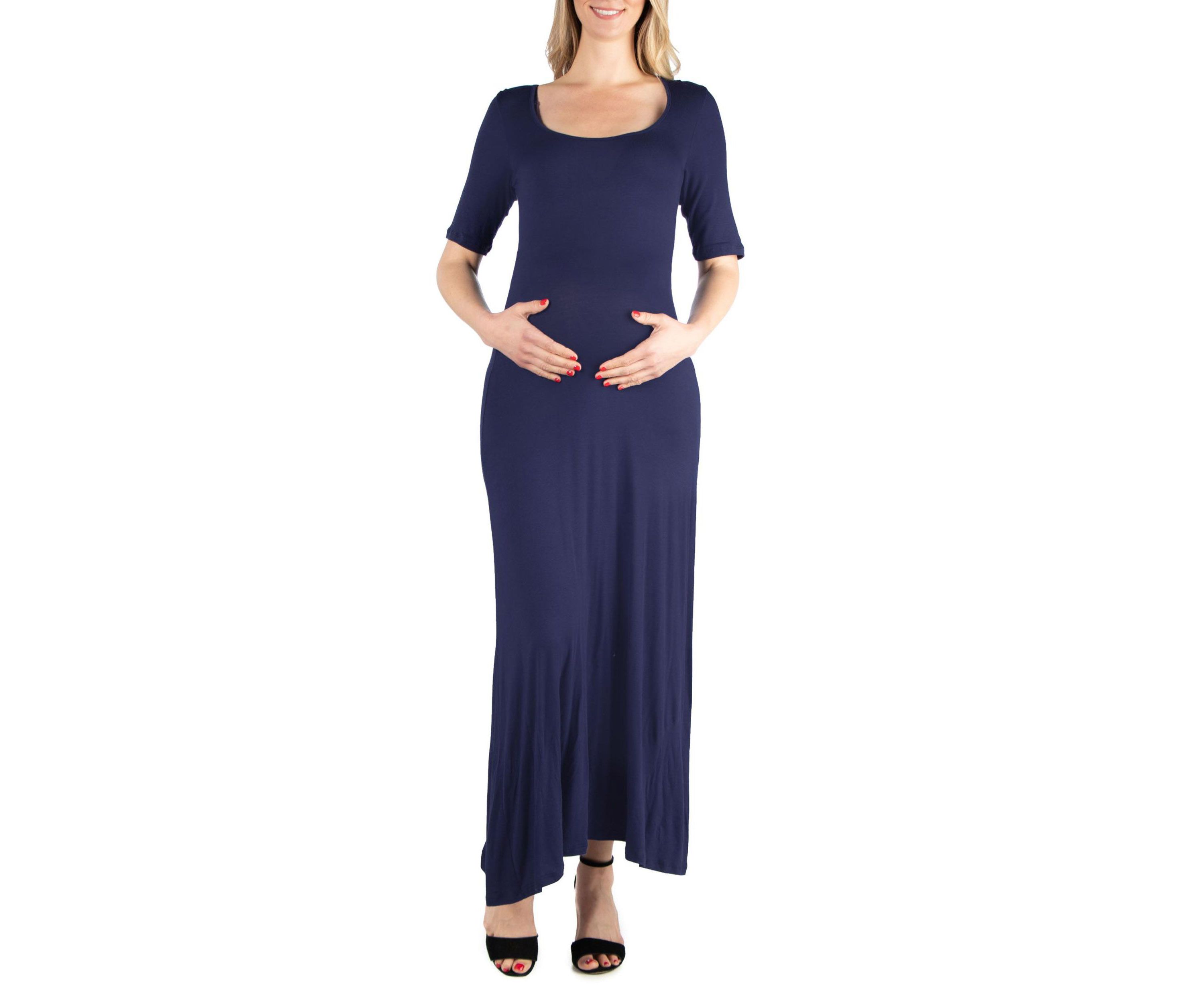 Casual Maternity Maxi Dress With Sleeves