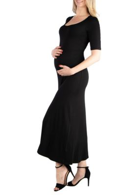 Casual Maternity Maxi Dress With Sleeves