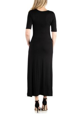 Casual Maternity Maxi Dress With Sleeves