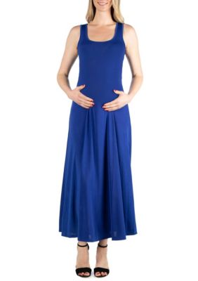 24seven Comfort Apparel Women's Slim fit A Line Sleeveless Maternity Maxi Dress