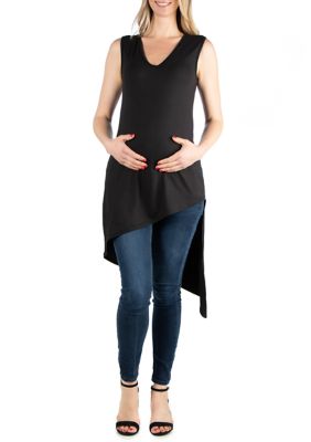 Women's Maternity Sleeveless Asymmetric Tunic Top