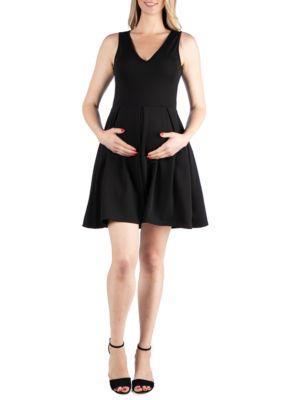 Maternity Sleeveless Fit and Flare Pocket Dress